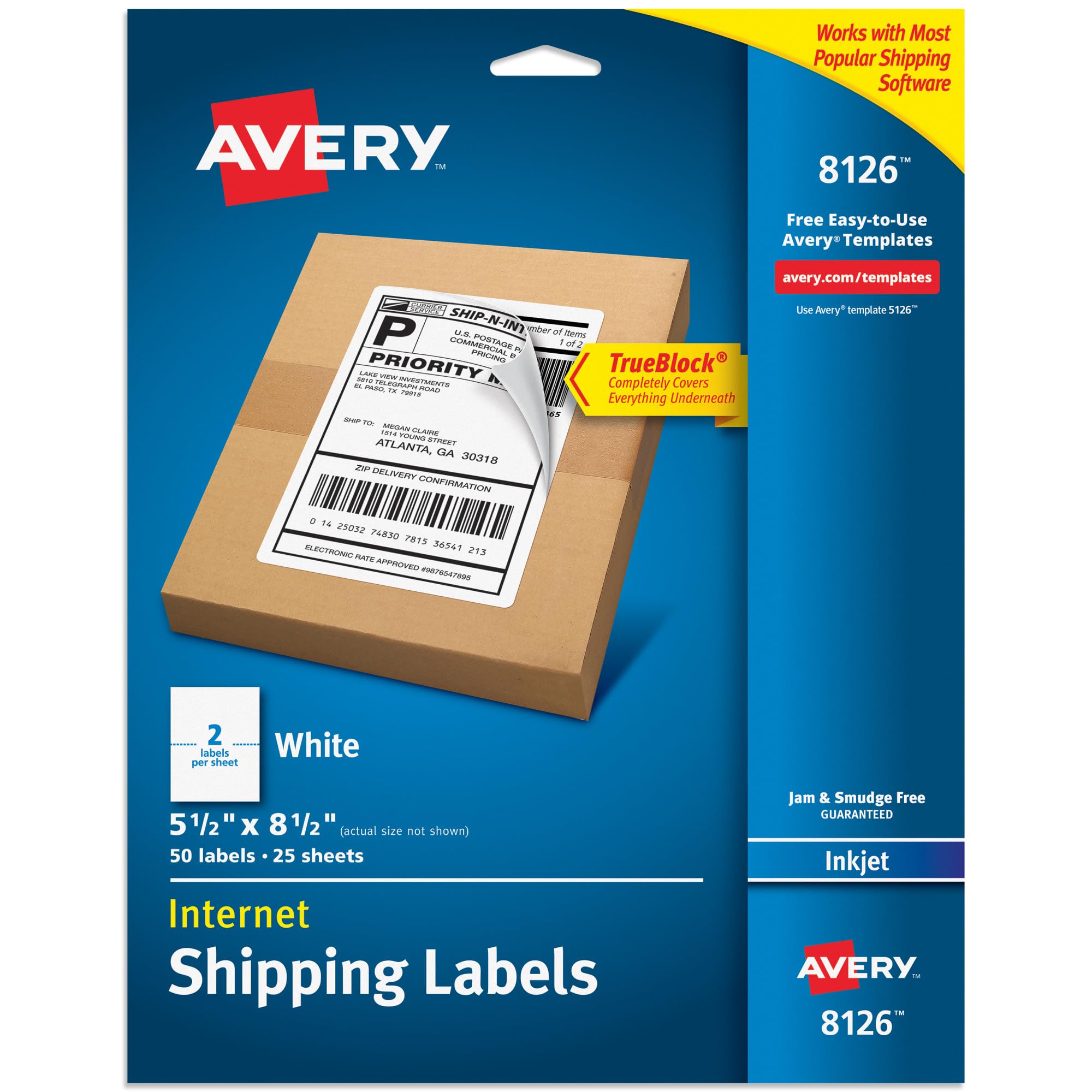 Avery 8126 Half-Sheet Shipping Labels