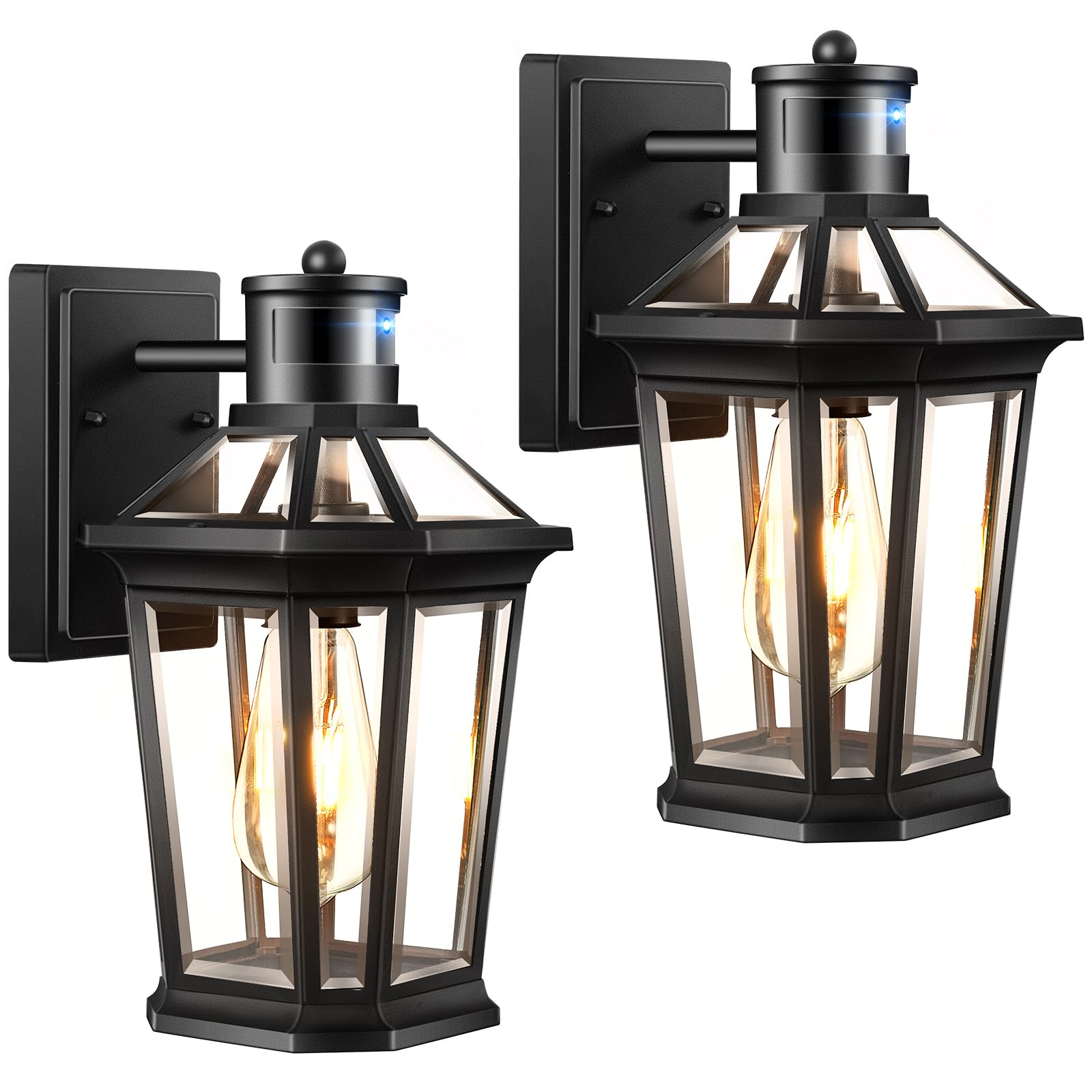 VIANIS Black 2 Pack Outdoor Lights, Brightness Distance Adjustable