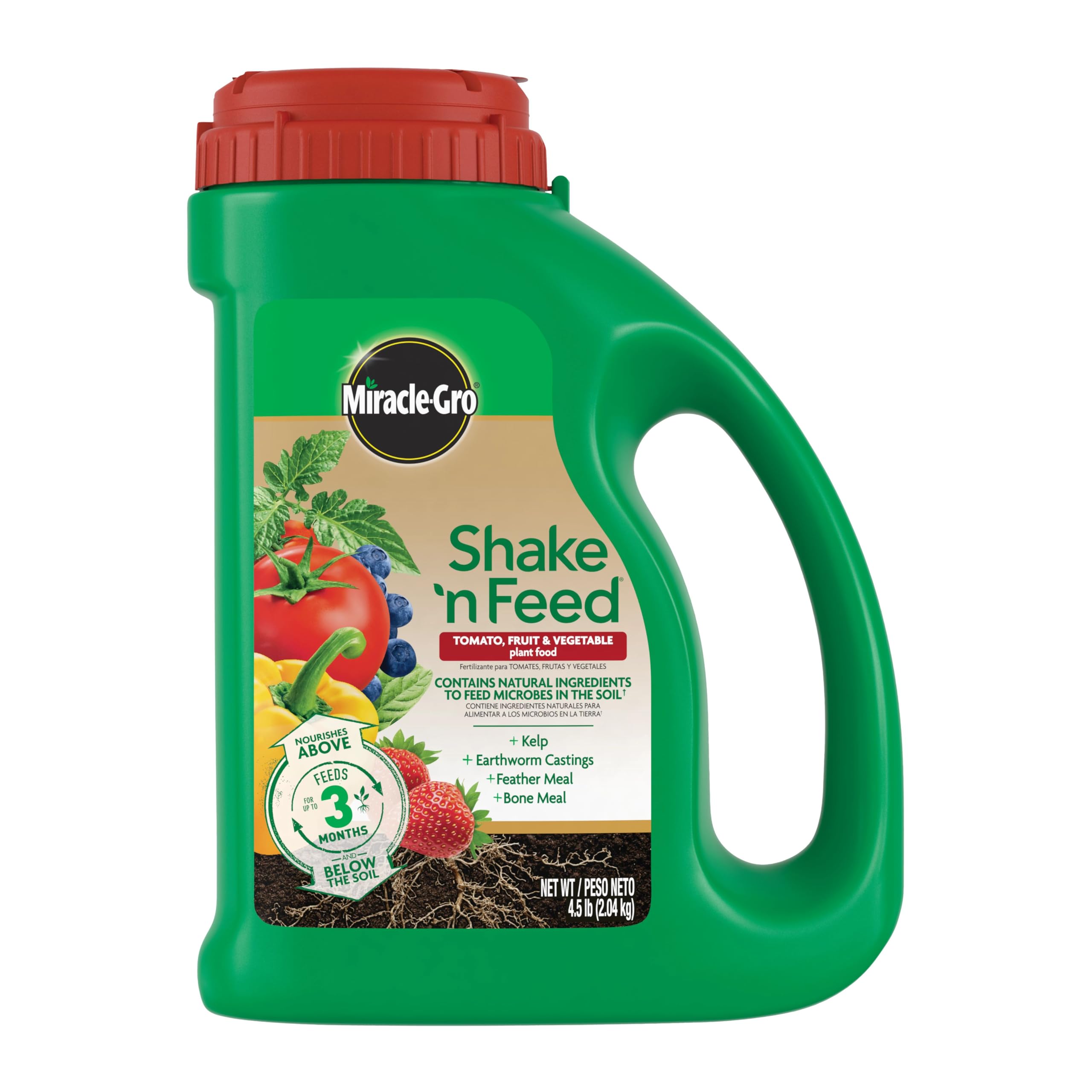 Miracle-Gro Shake 'n Feed Tomato, Fruit and Vegetable Plant Food, For Outdoor In-Ground and Potted Plants, Feeds up to 3 Months, 4.5 lbs. 4.5 lb. 1 Pack