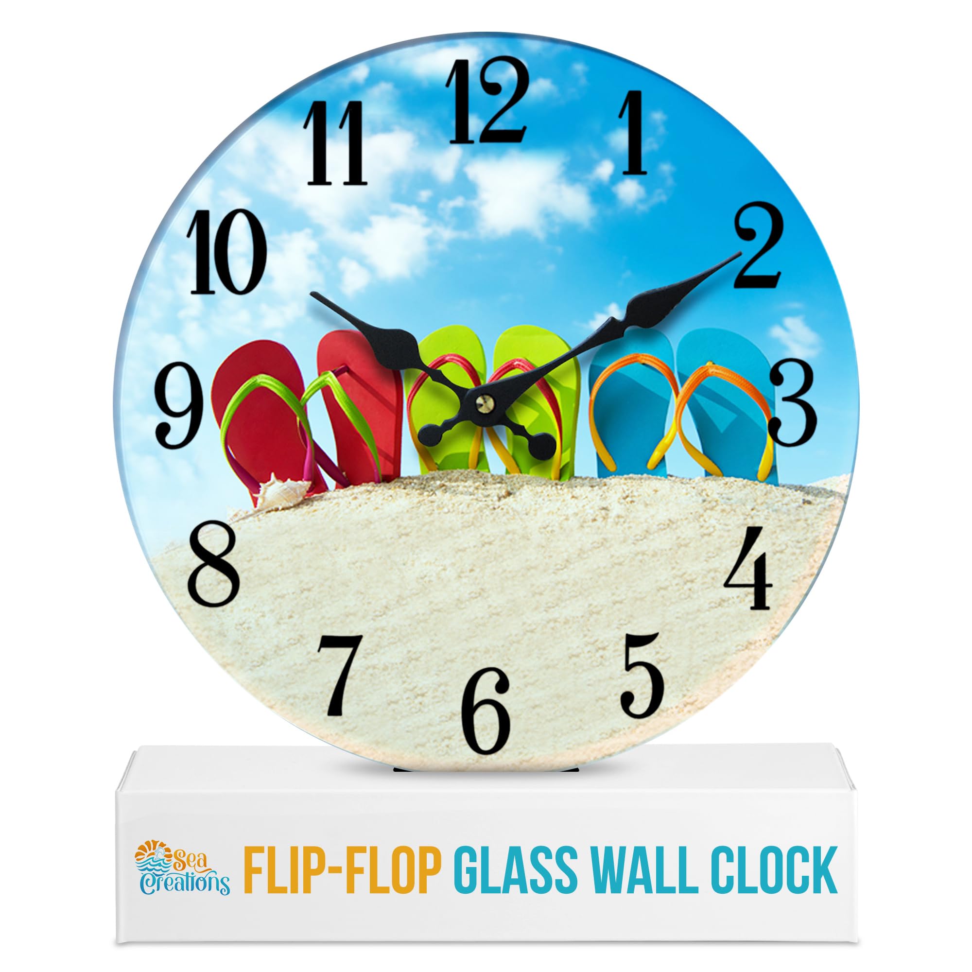 Flip‑Flop Glass Beach Wall Clock