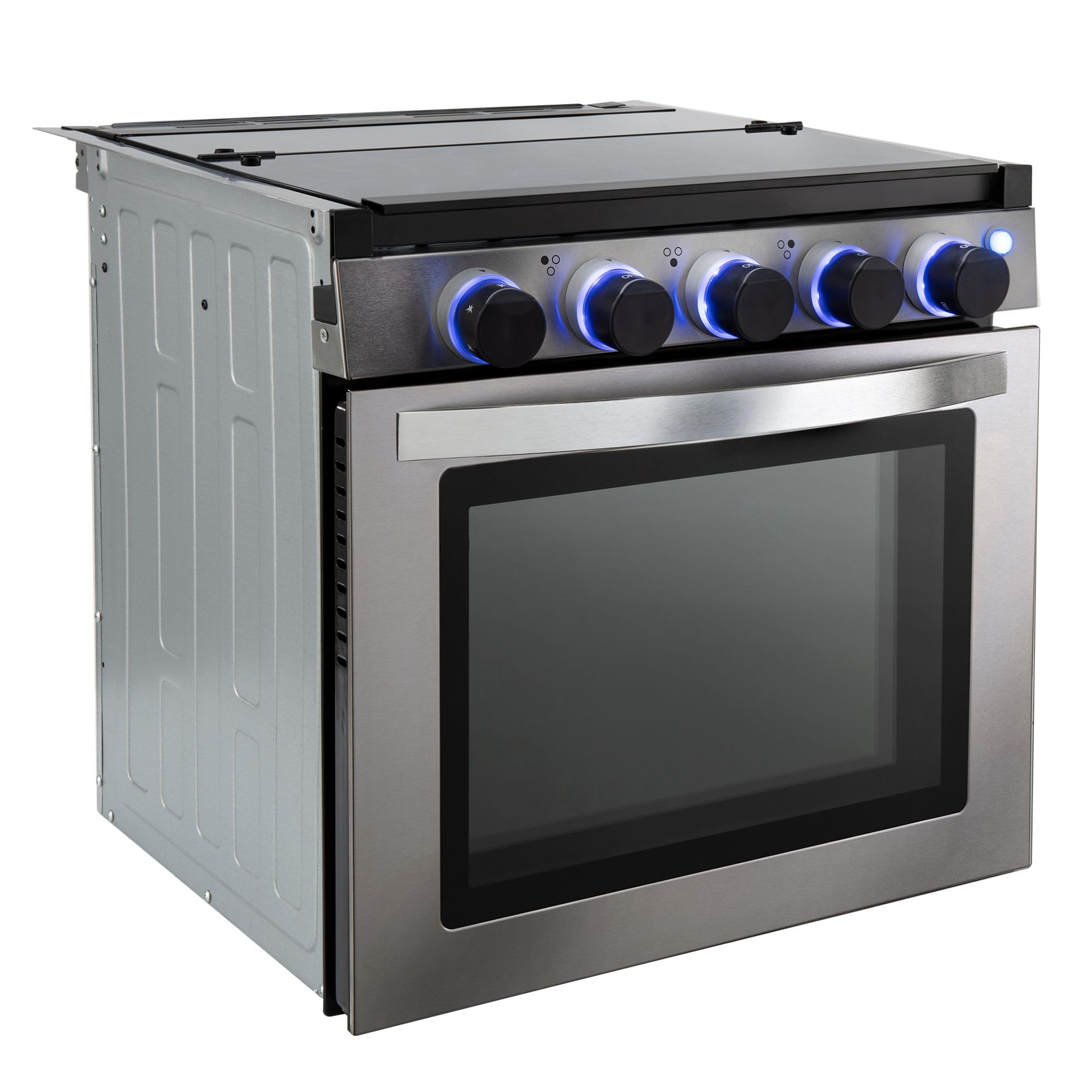 RecPro RV Stove — 21" 3-Burner Propane Range (Optional Vented Hood)