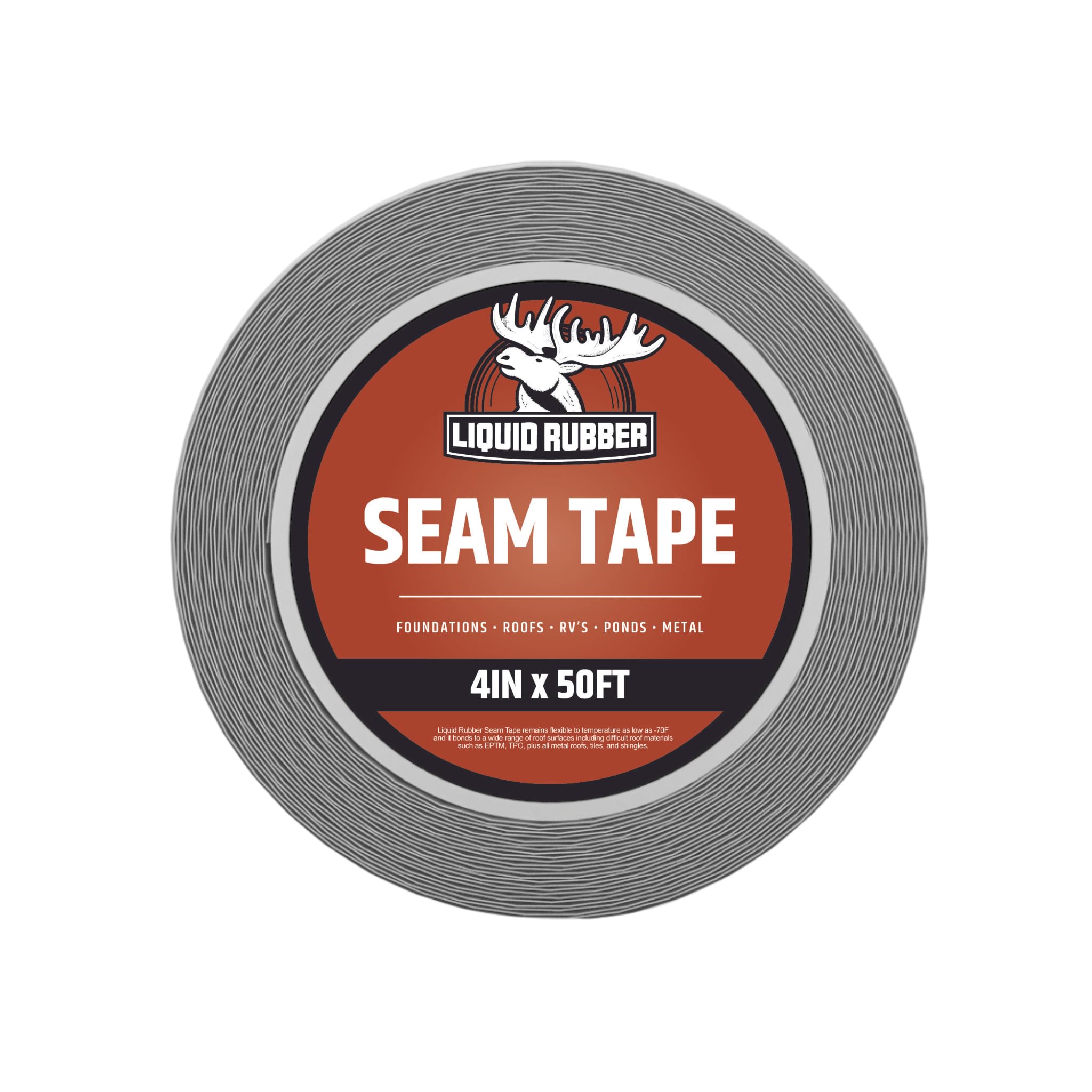 Liquid Rubber Peel and Stick Seam Tape - Fix Leaks, Repair and Restore Roof Joints and Tears, Bonds to EPDM, Metal, Tiles, Shingles, Wood, and Fiberglass Easy to Use, 4 Inch x 50 Foot Roll 4' x 50'