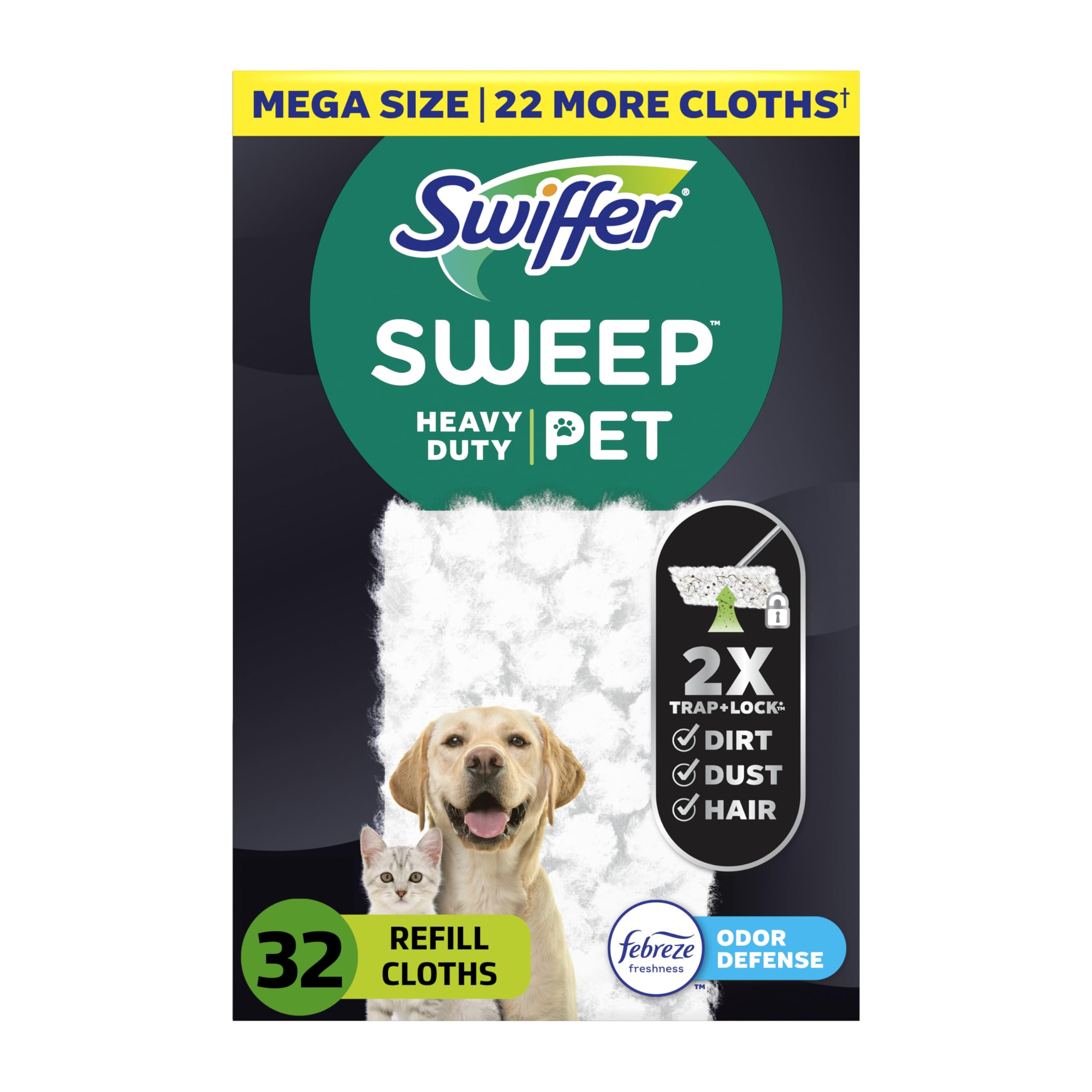 Swiffer Sweep + Mop Heavy Duty Pet Dry Pads — Febreze Fresh (32 Count)