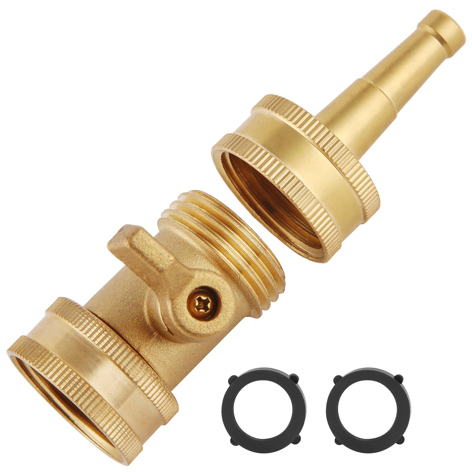 Jet Nozzle Power Washer for Garden Hose — Heavy Duty Brass Jetnozzle with Shut Off Valve