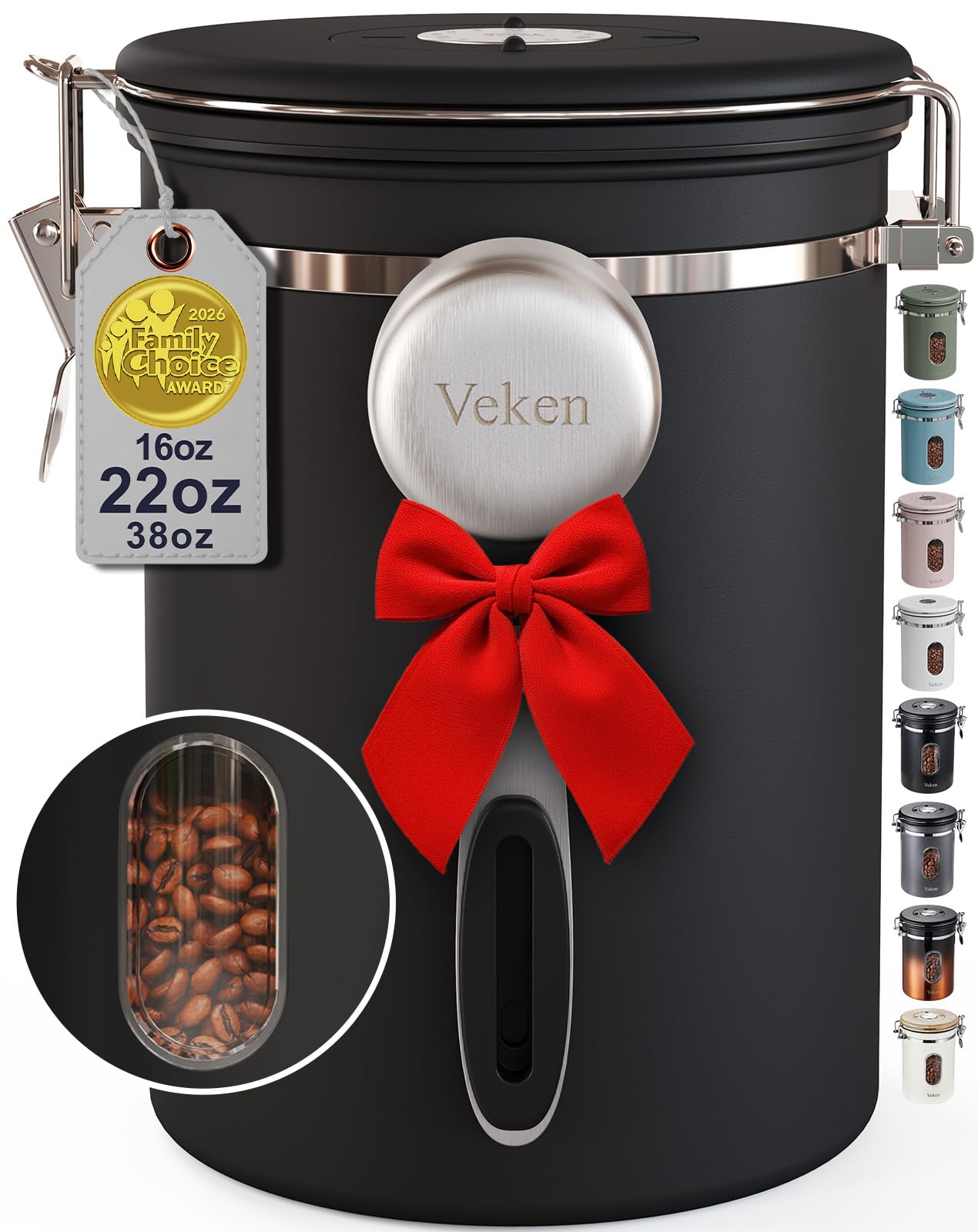 Veken Stainless Steel Coffee Canister (22 oz)