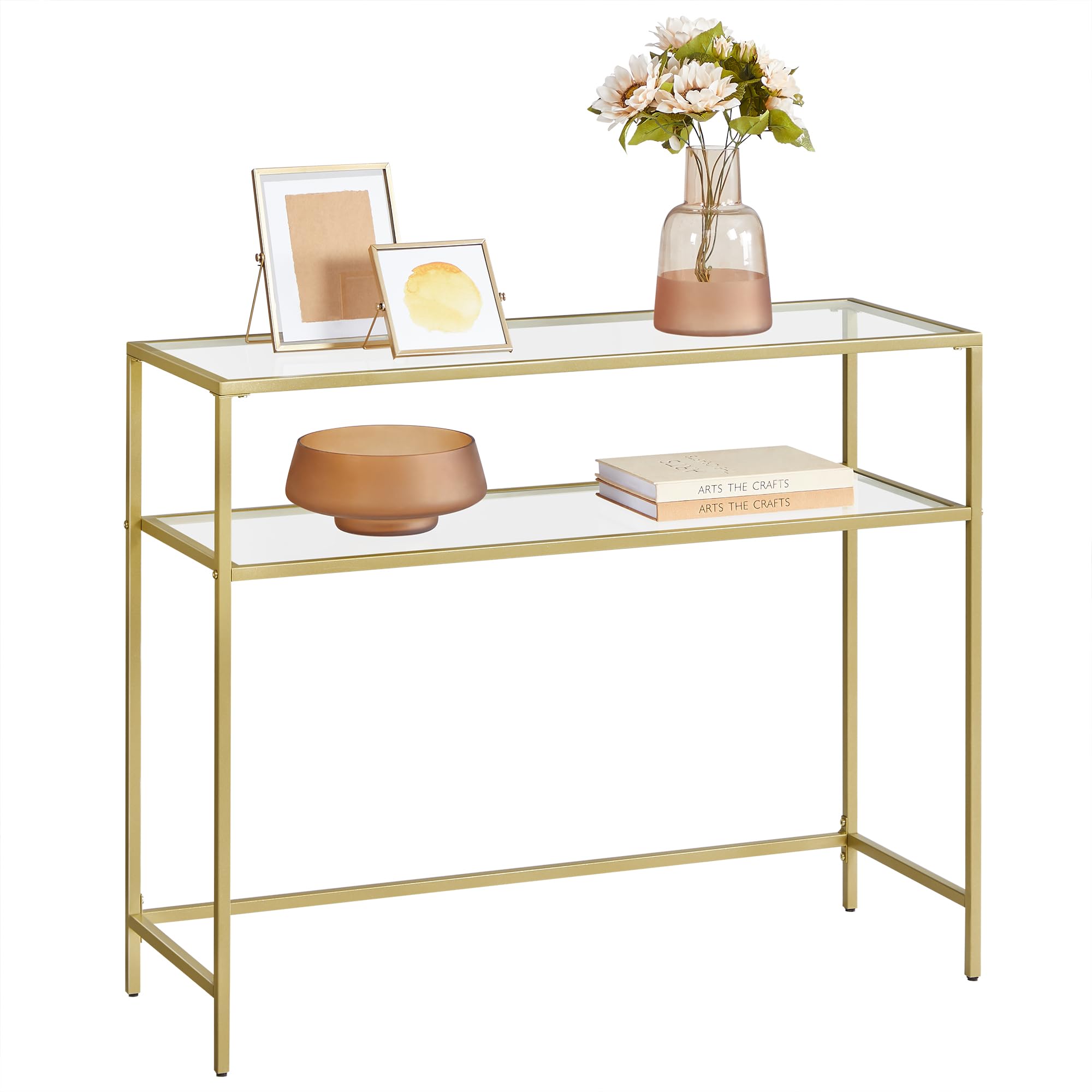VASAGLE Tempered Glass Console Table