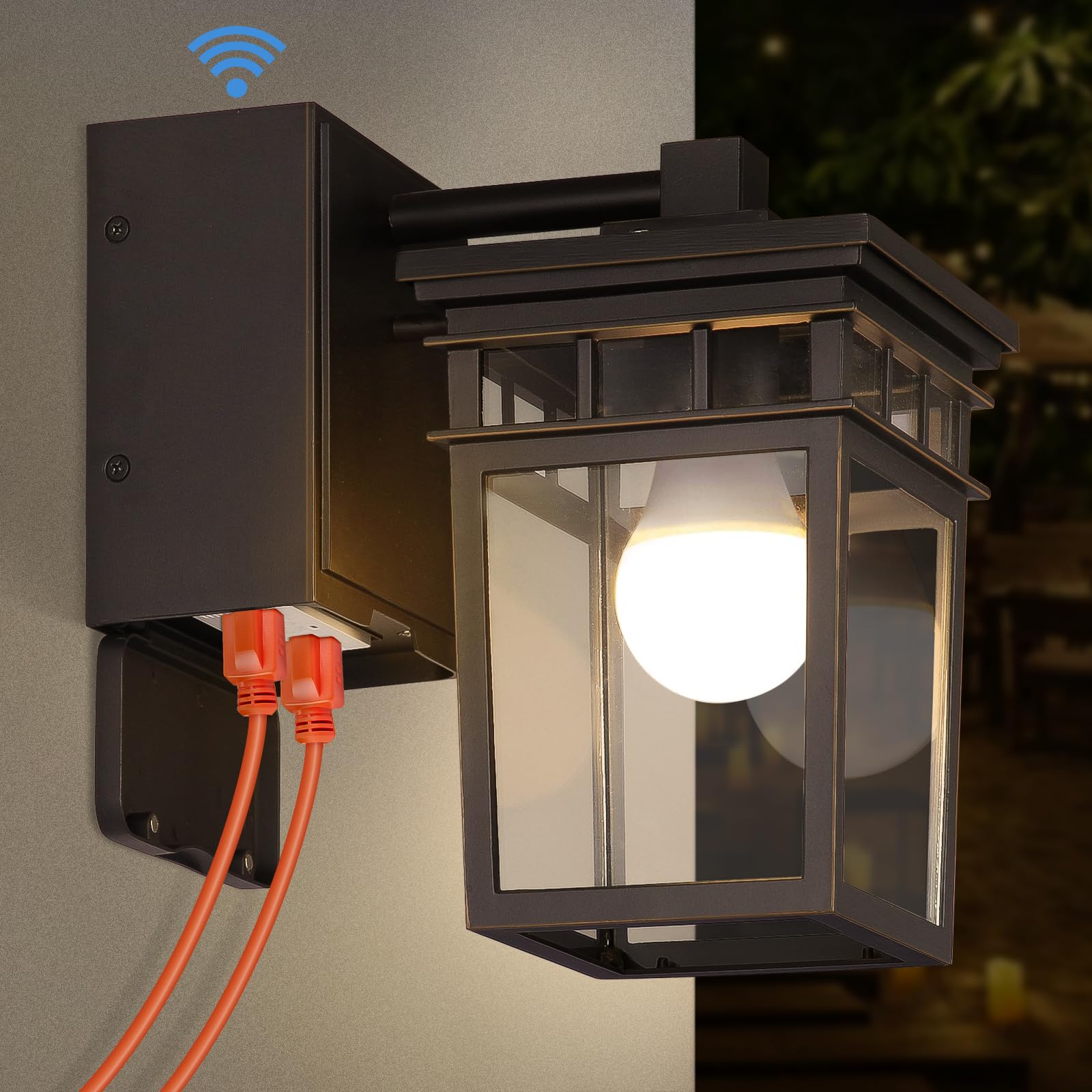 Outdoor Porch Light with GFCI Outlet (Oil-Rubbed Bronze)