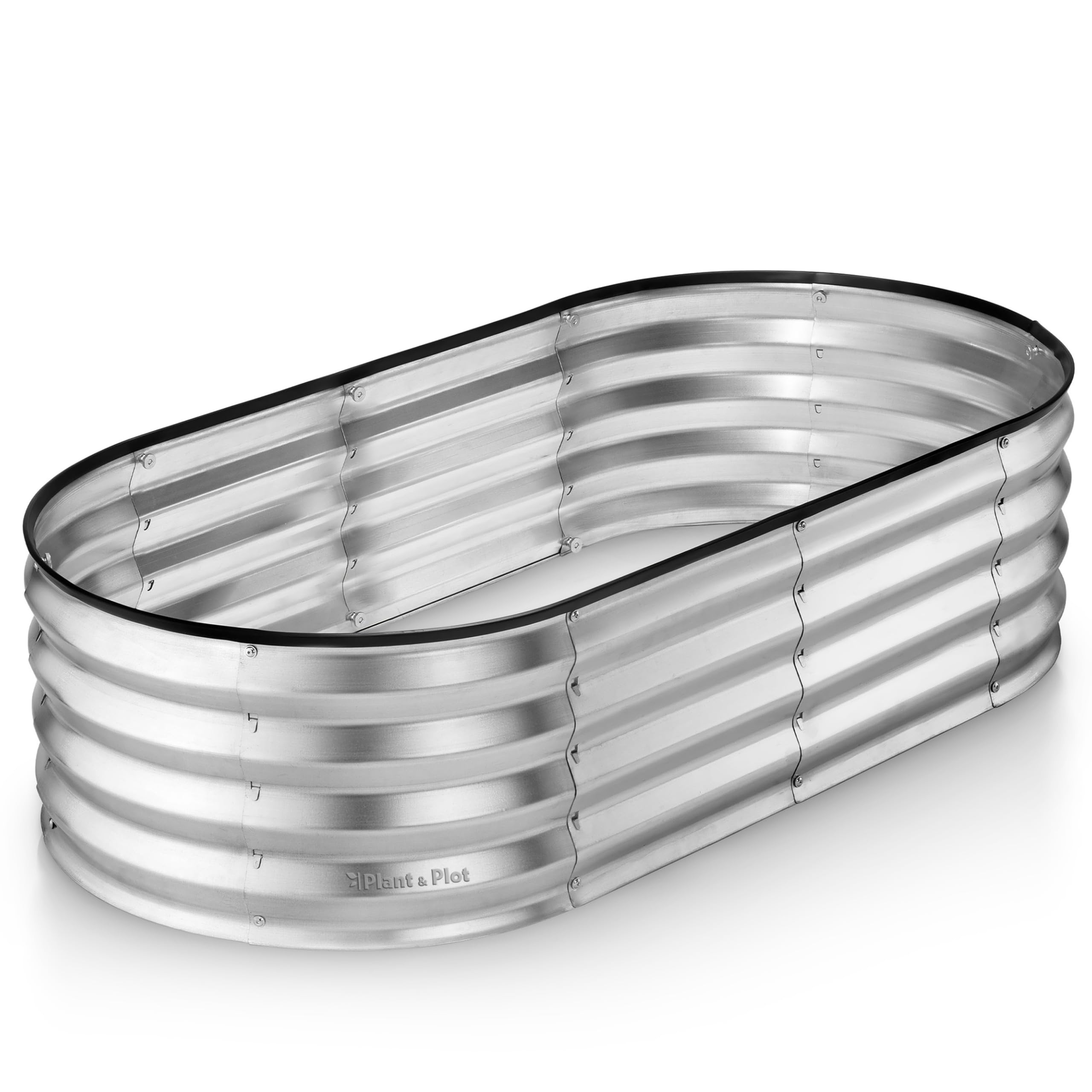 Plant & Plot Galvanized Raised Garden Beds Outdoor // 4×2×1 ft Planter Raised Bed for Gardening, Vegetables, Flowers // Large Metal Garden Box (Silver) // Patented Tool-Free Design Silver 1