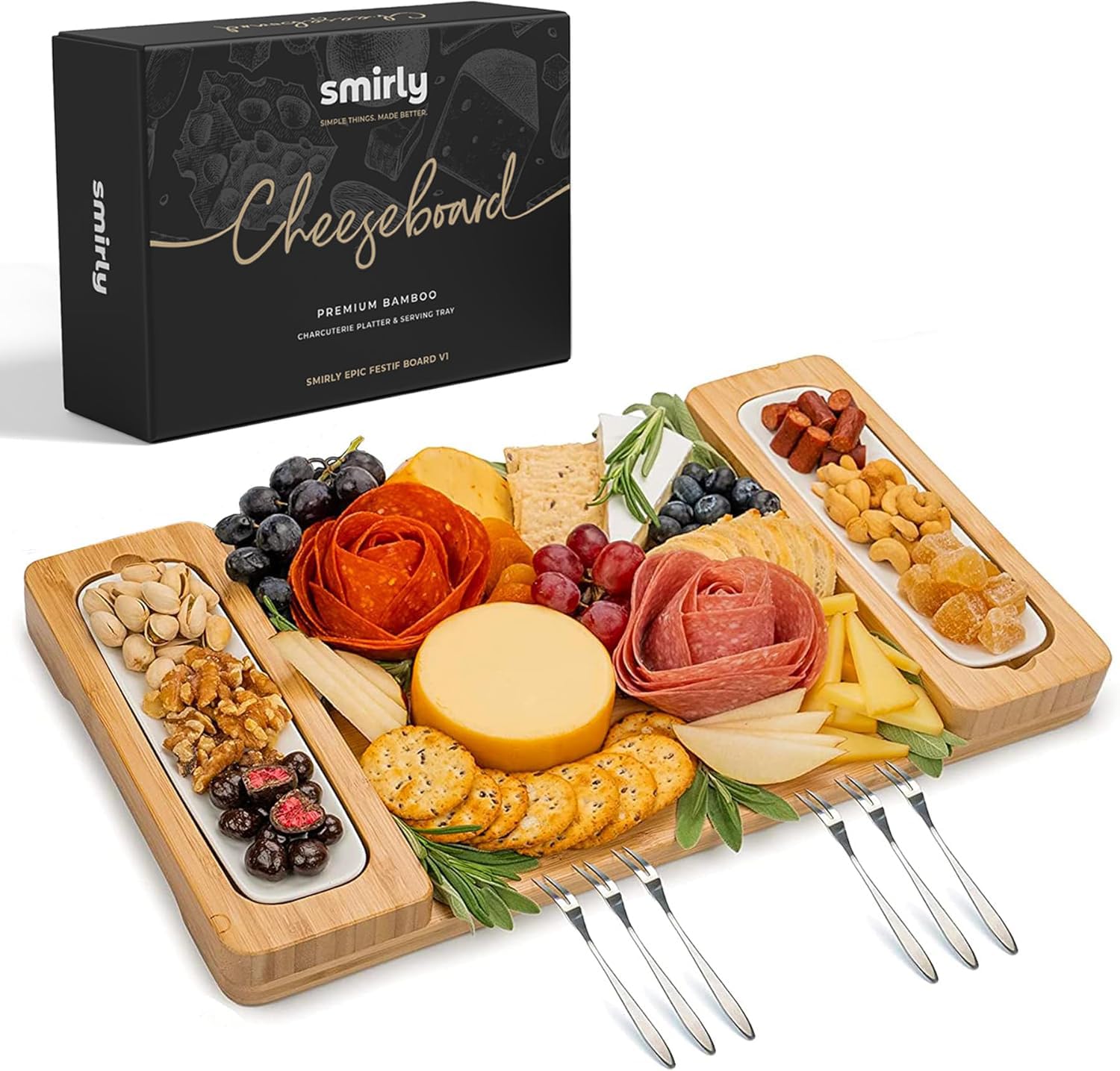 Smirly Bamboo Charcuterie Set Without Drawer