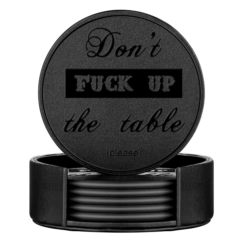 Thipoten Black PU Leather Coasters