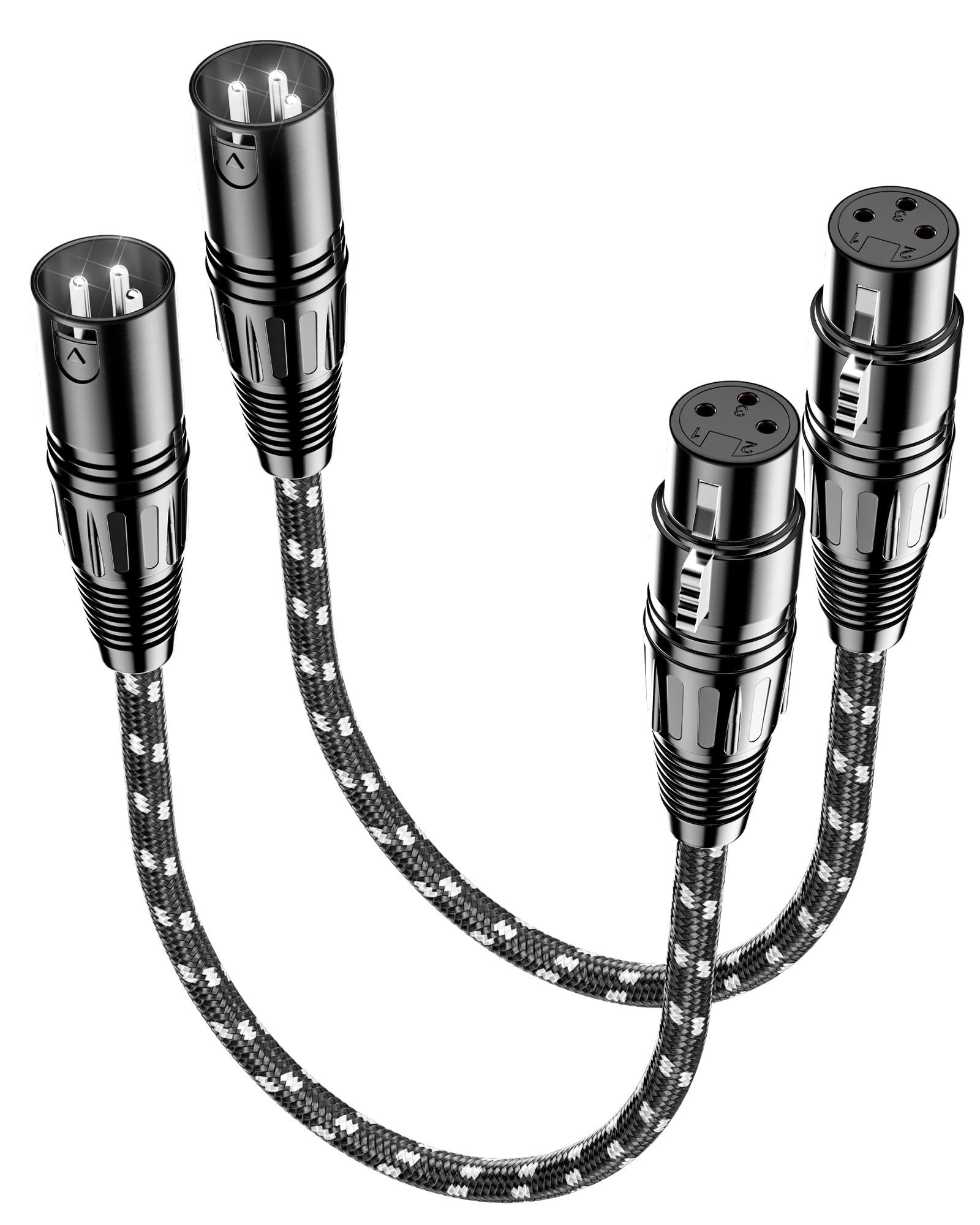 Vandesail Braided XLR Cables — 1 ft (2-pack)