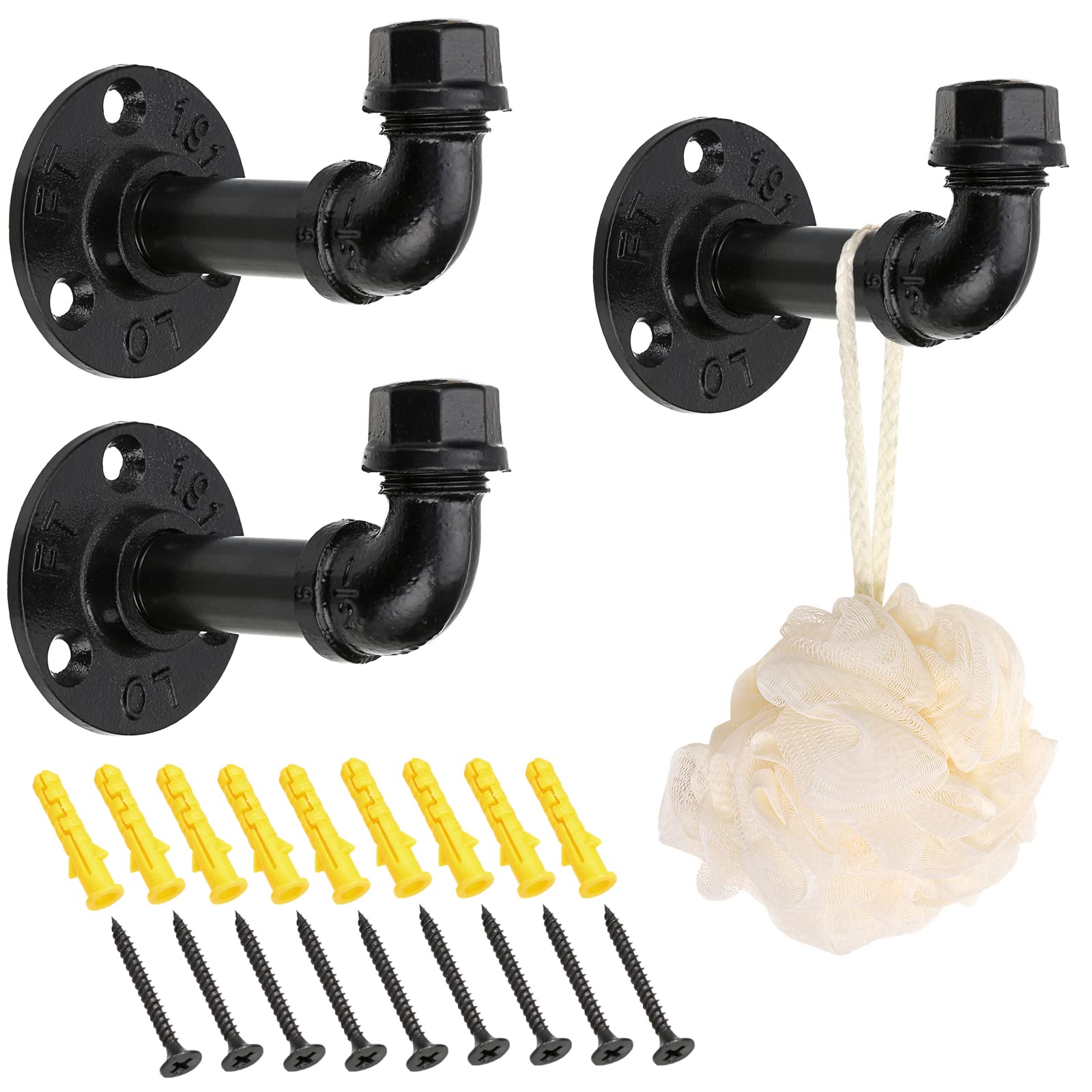 Sumnacon Industrial Pipe Coat Hooks (3-Pack)