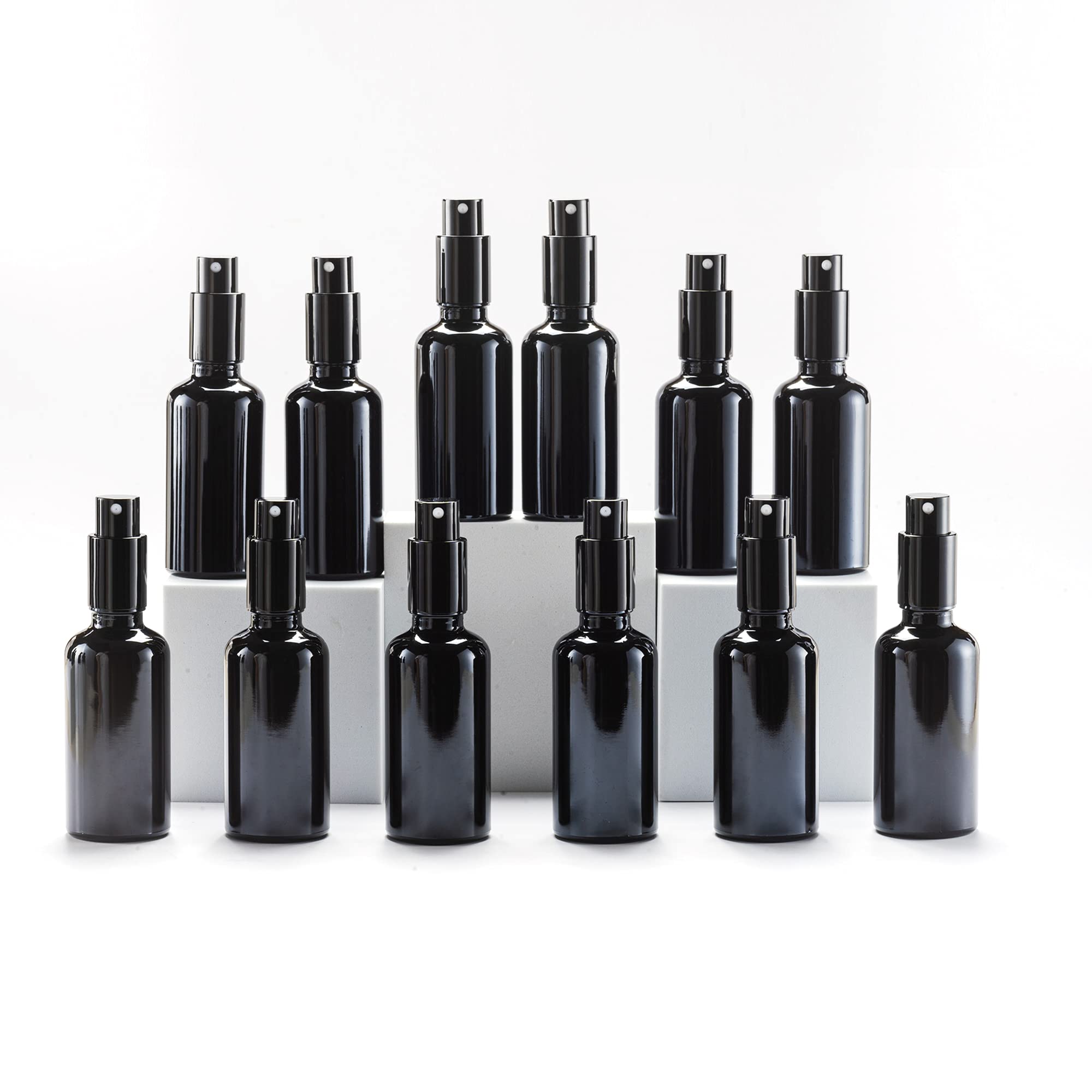 Yizhao 2oz Black Glass Spray Bottles (12-Pack)