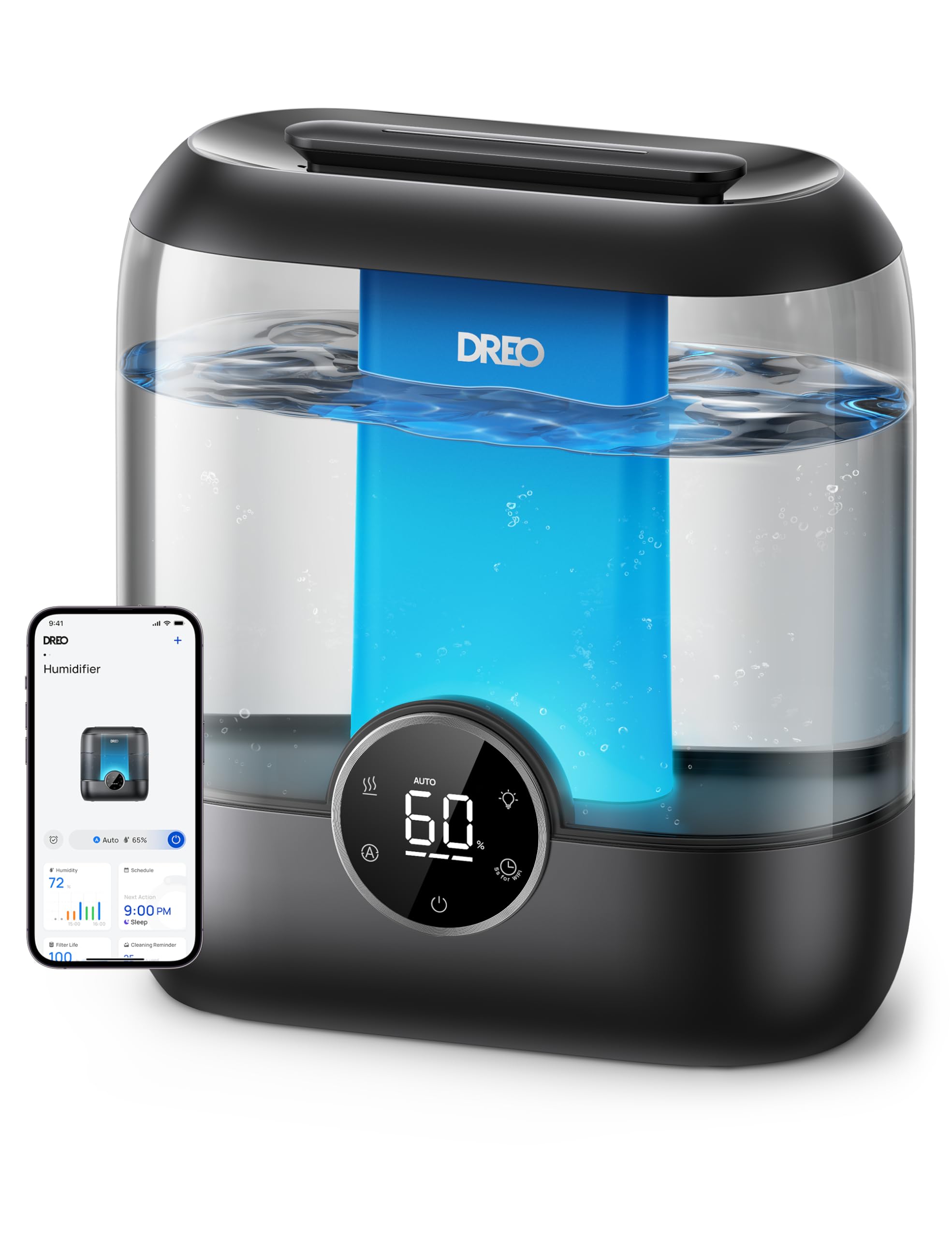 DREO Smart Humidifiers for Bedroom, 6L Top Fill Supersized Cool Mist Humidifier