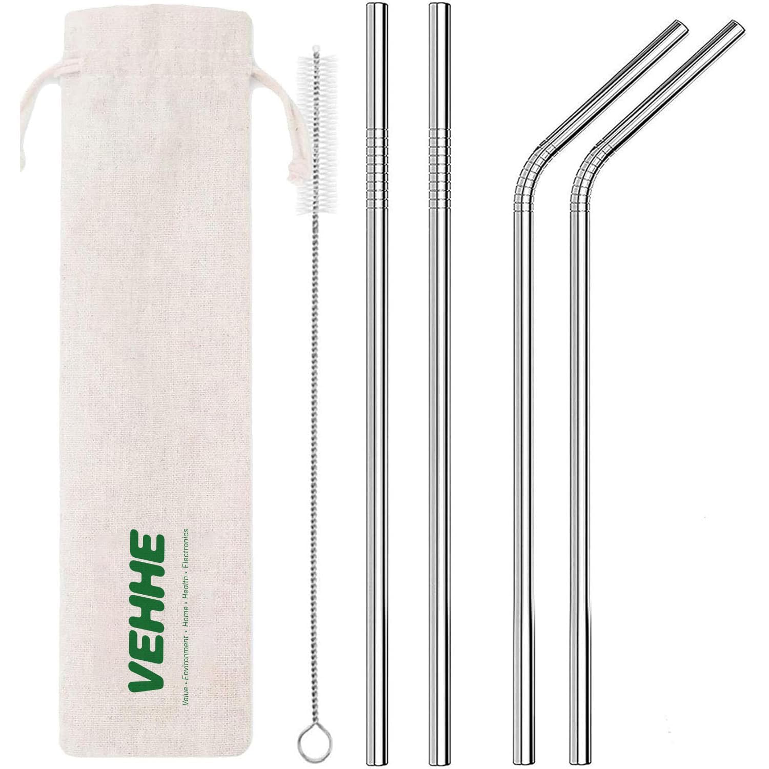 VEHHE Stainless Steel Straws 4-Pack