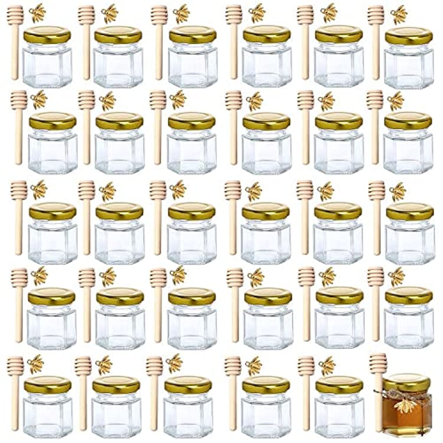 Hexagon Mini Honey Jars — 30-Pack