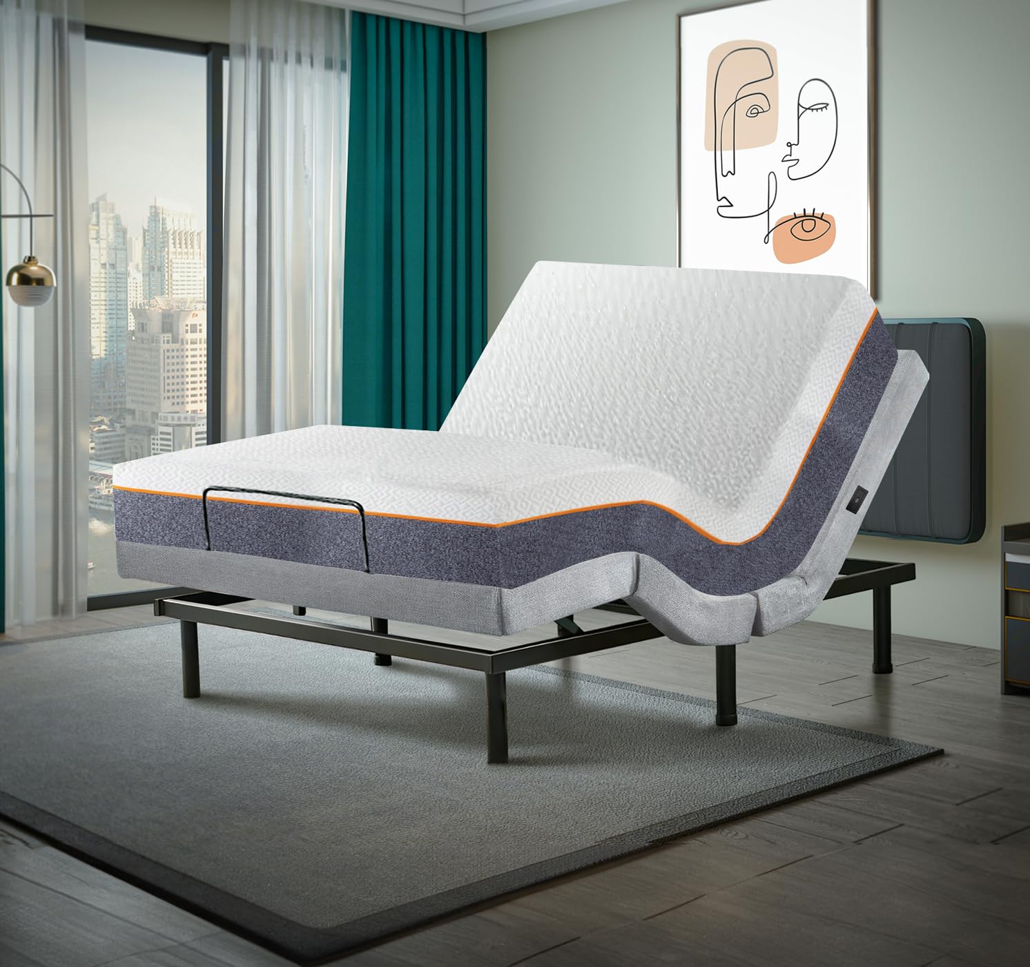 Queen Adjustable Bed Base with 10 Inch Gel Memory Foam Mattress