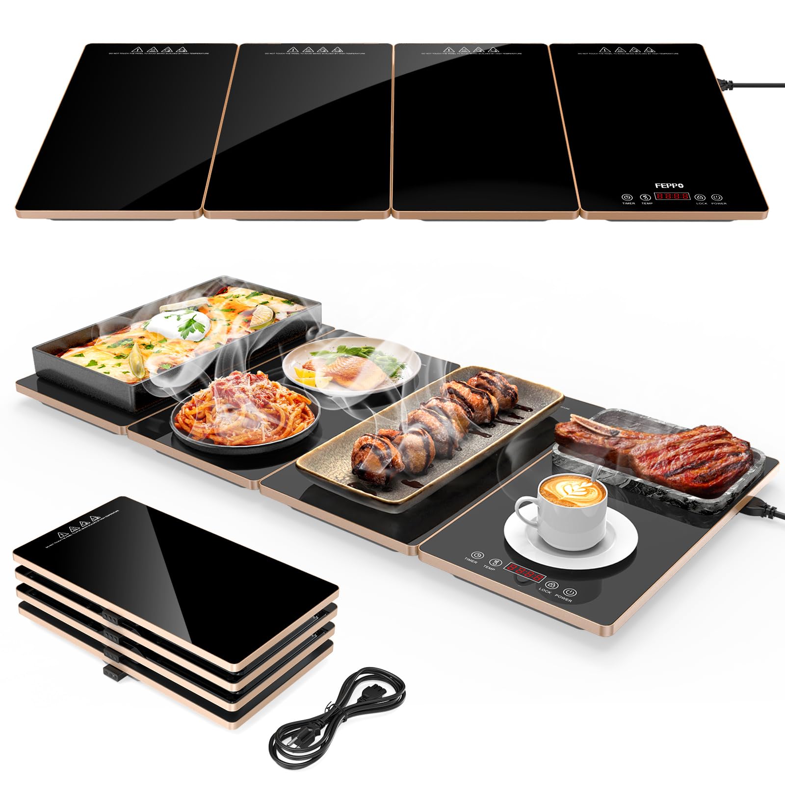 FEPPO Modular Warming Tray, Black (33 x 15)