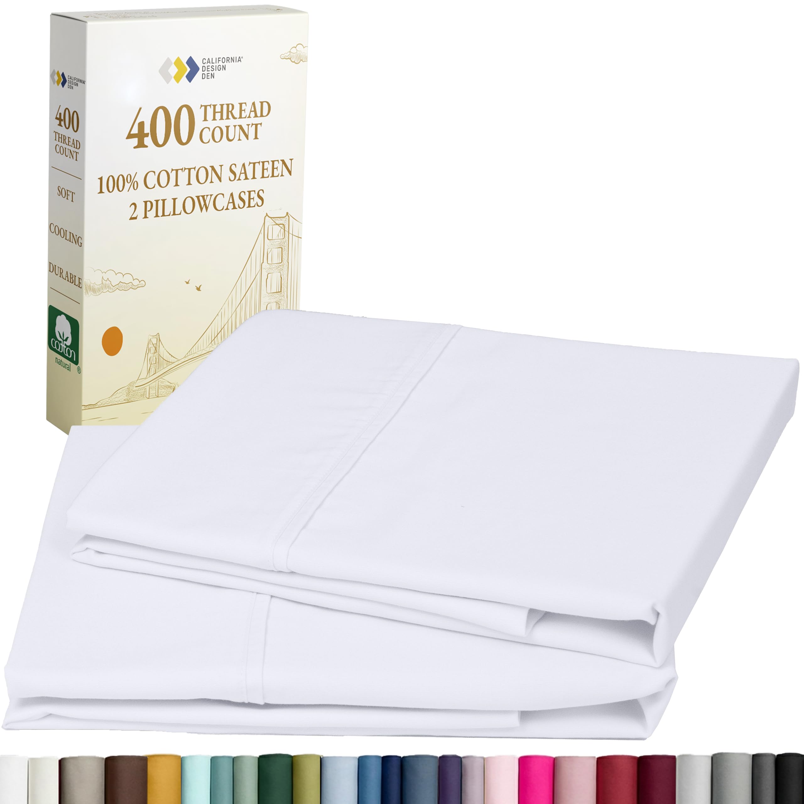 California Design Den 400TC Cotton Sateen Pillowcases (Set of 2)