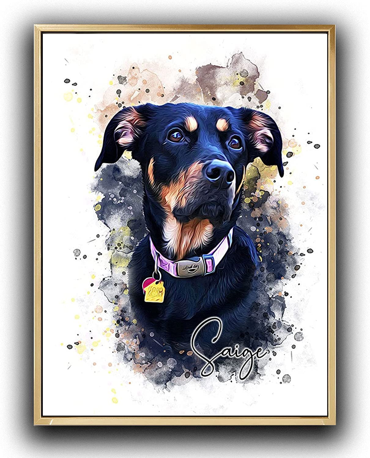 Custom Watercolor Pet Portrait Canvas (Framed)