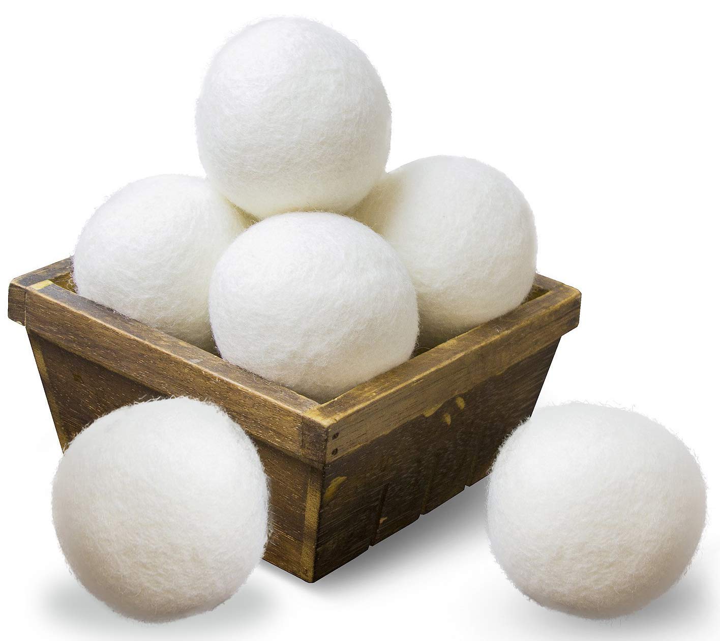 SnugPad Wool Dryer Balls XL Size 6 Pack, 100% Organic Premium New Zealand Wool