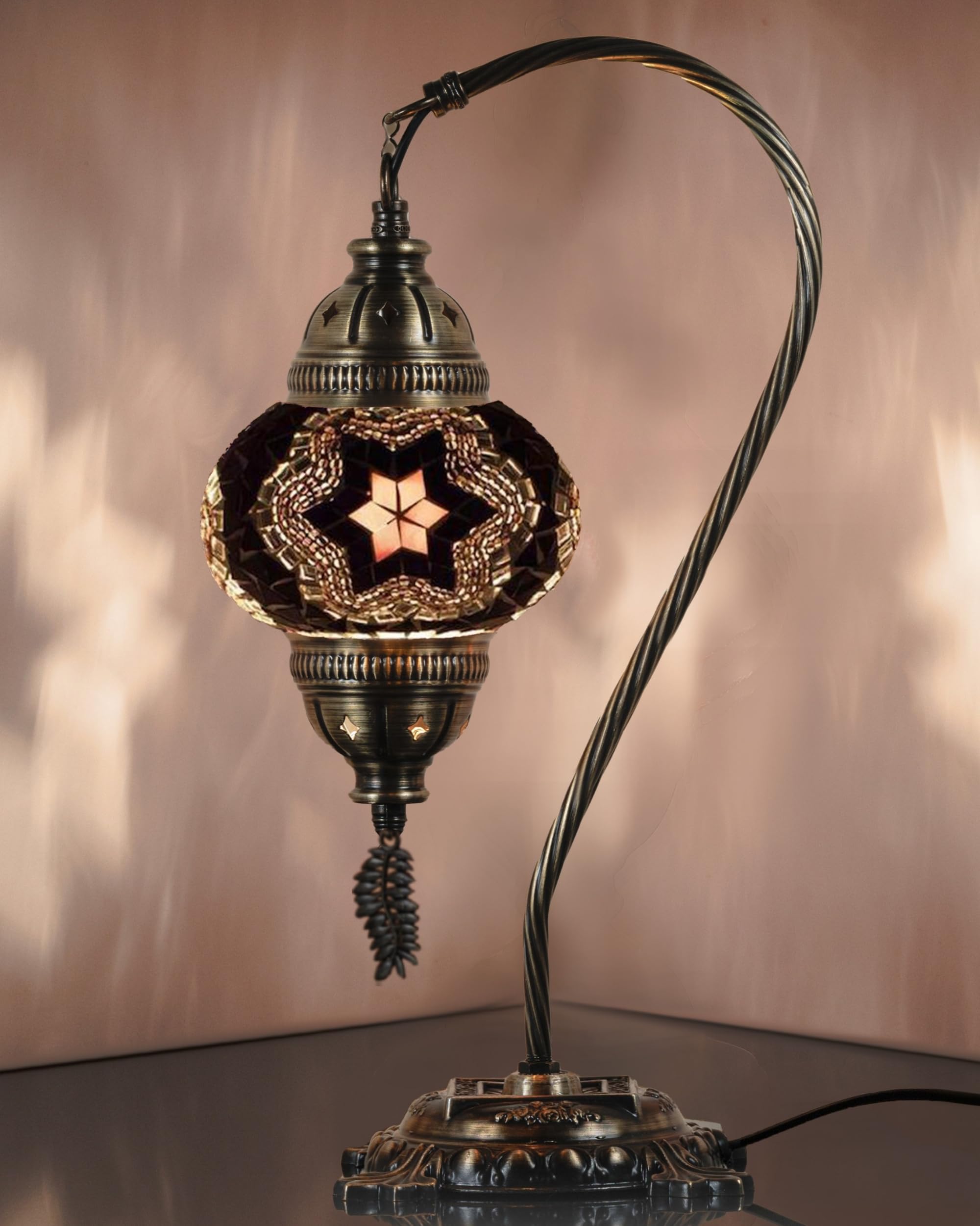 DEMMEX Turkish Mosaic Swan Neck Lamp