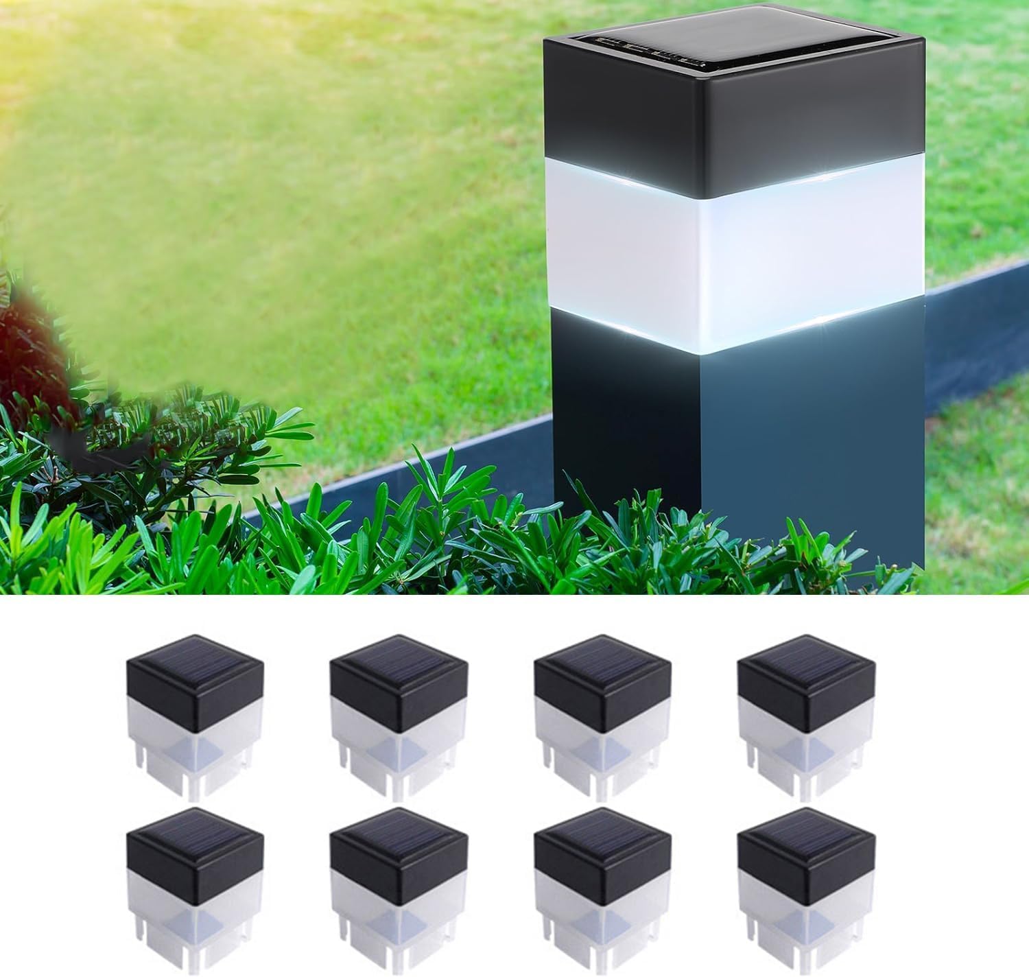 Solar 2"x2" Fence Post Cap Lights — 8 Pack (Square)