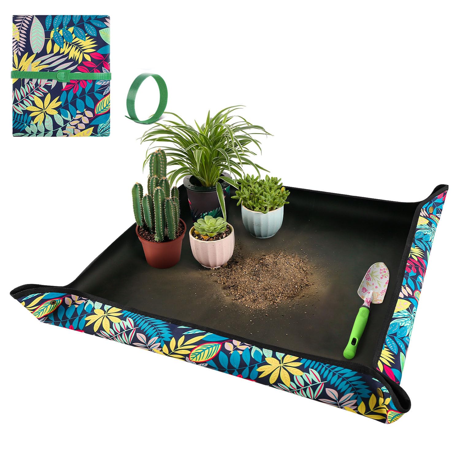 Repotting Mat for Plant Transplanting and Mess Control 29.5" x 29.5" Oxford Fabric Waterproof Potting Foldable Tray