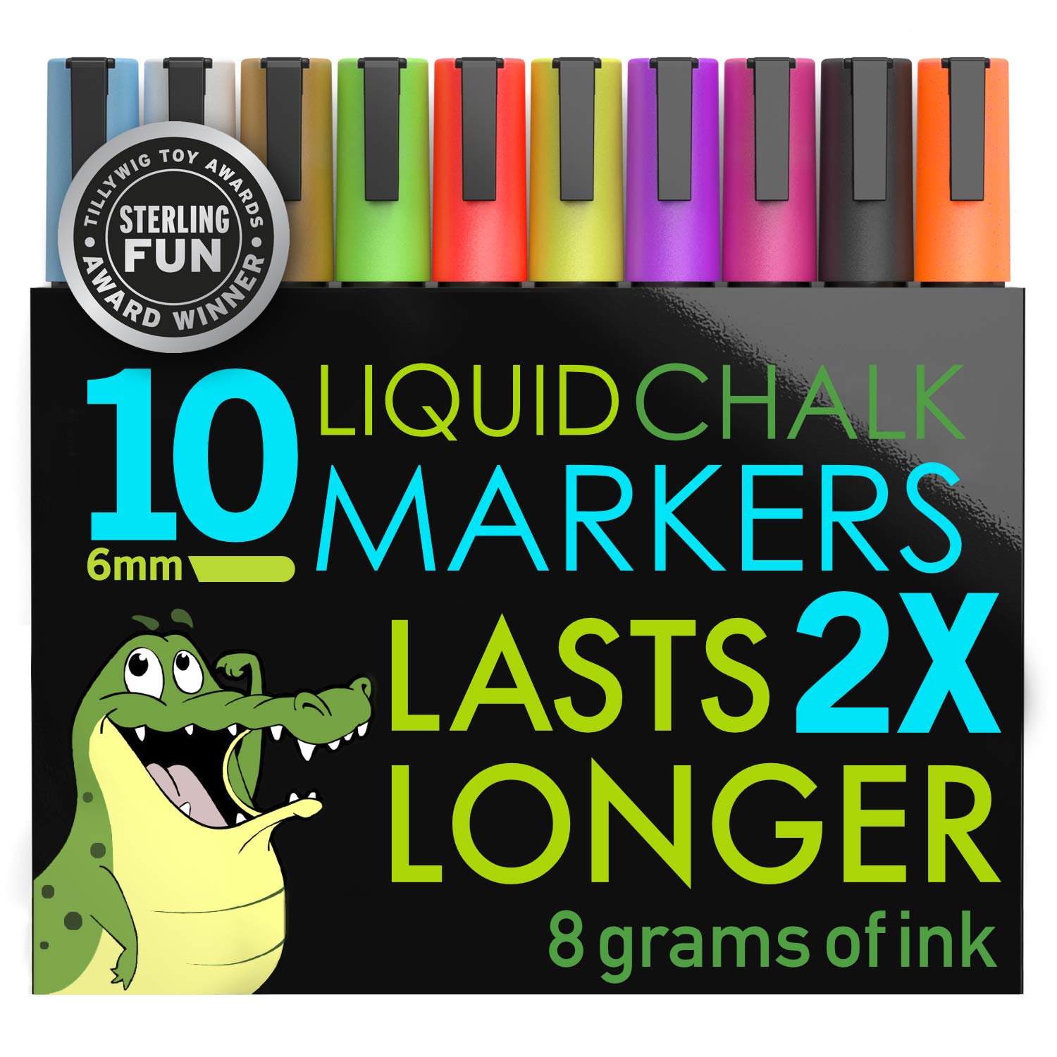 Crafty Croc Neon Chalk Markers — 6mm (10-Pack)