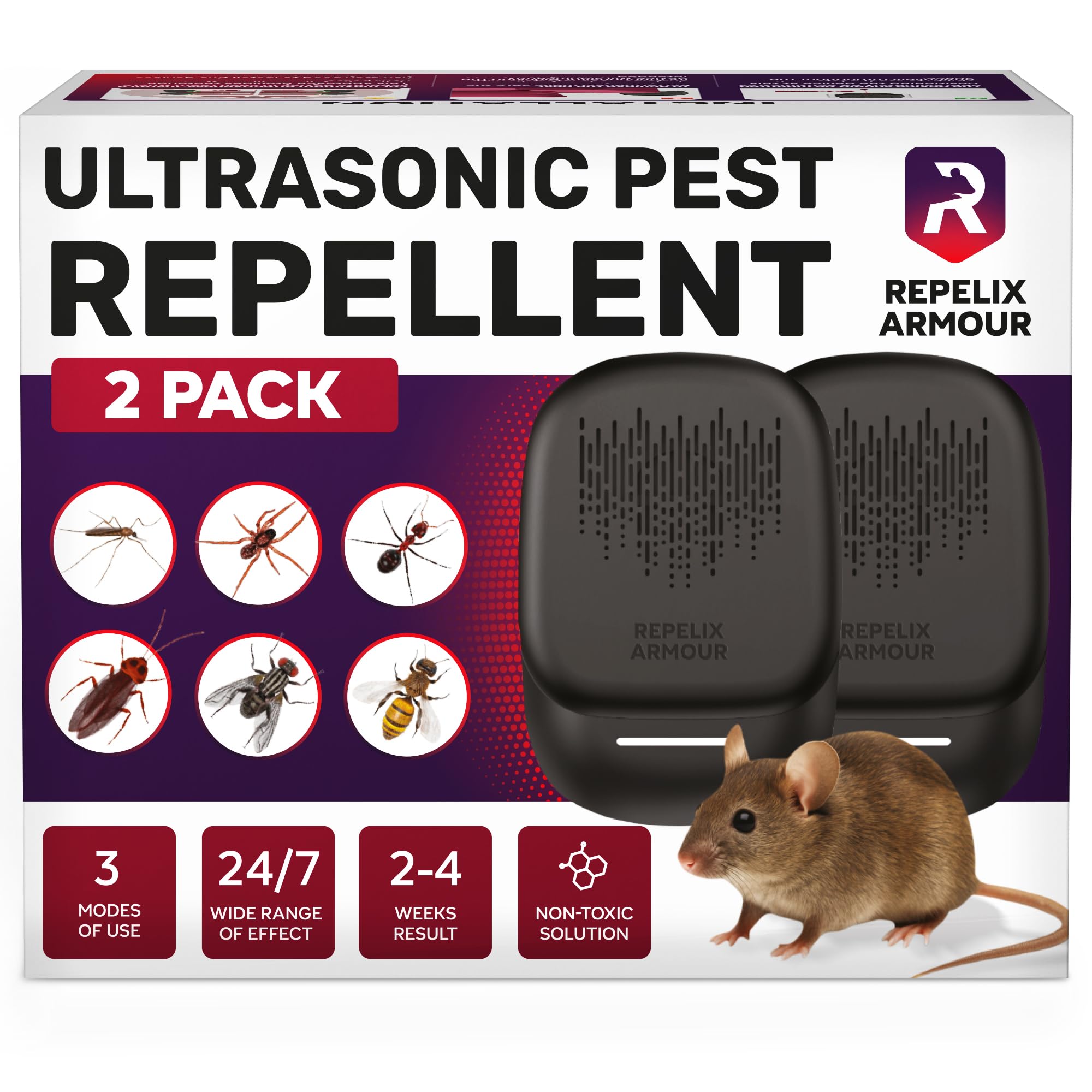 Ultrasonic Pest Repeller for Indoor Use - 2 Pack