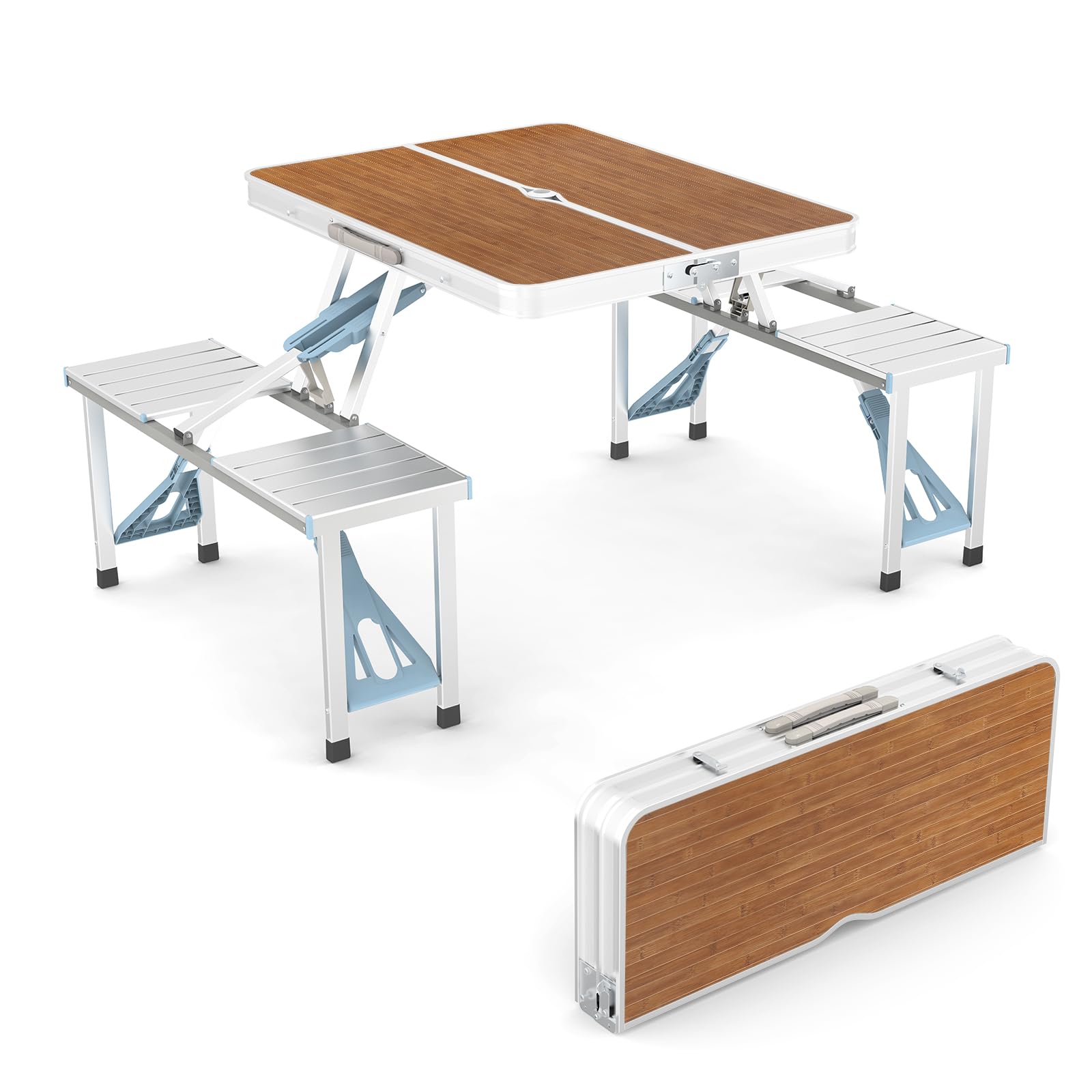 VINGLI 4 ft Folding Picnic Table with Seats