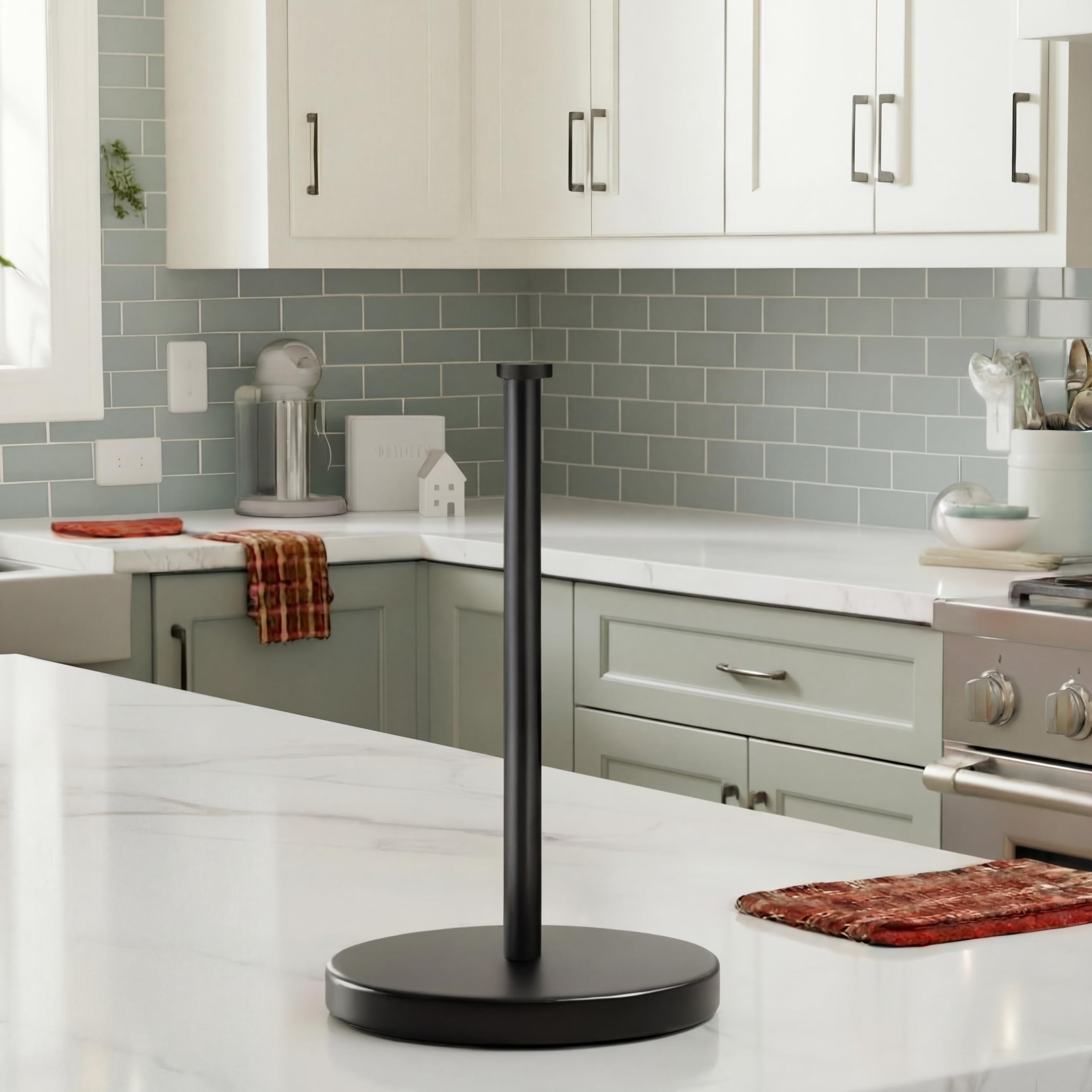 KES Weighted Countertop Paper Towel Holder (Matte Black)