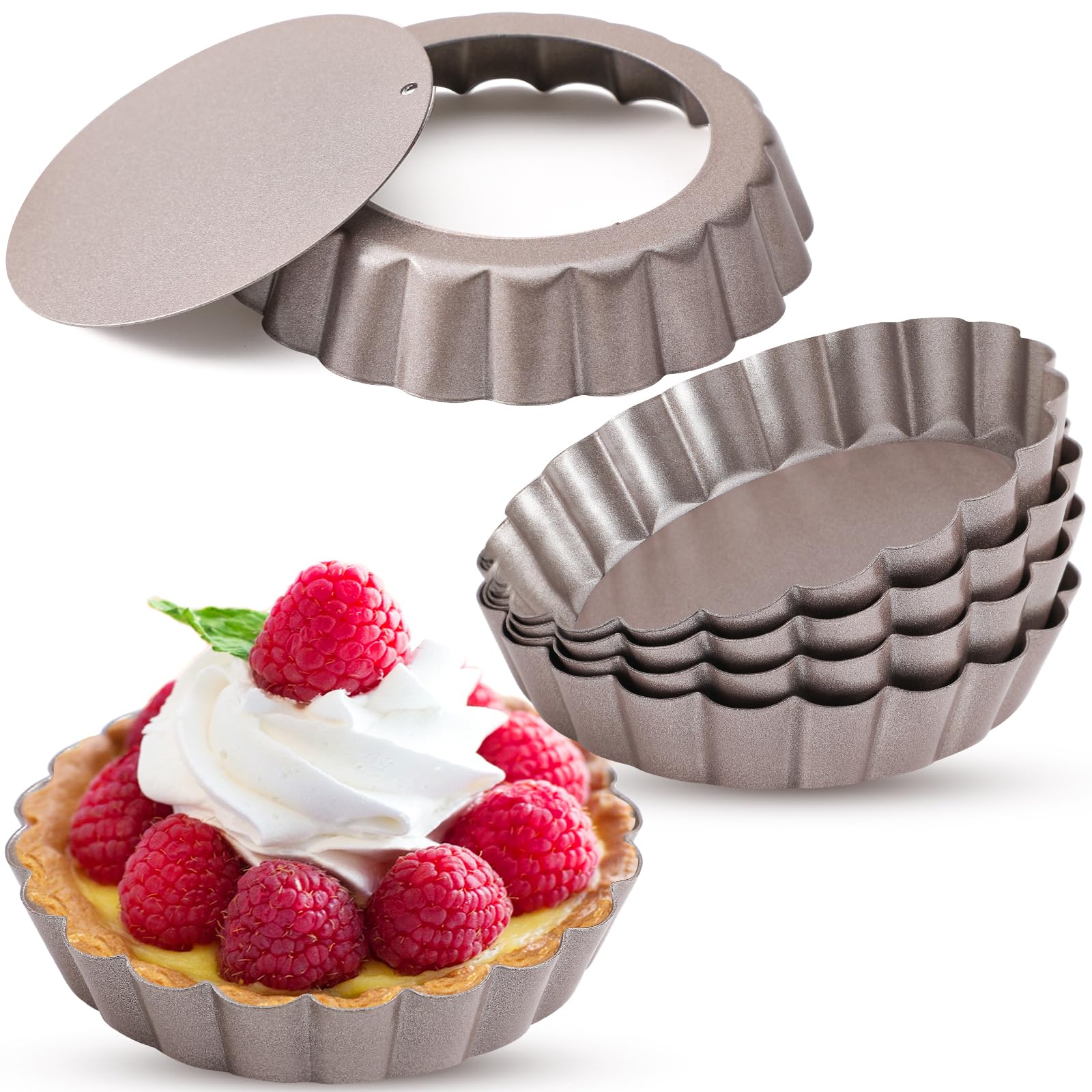 Webake 4-Inch Mini Tart Pan Set (6)