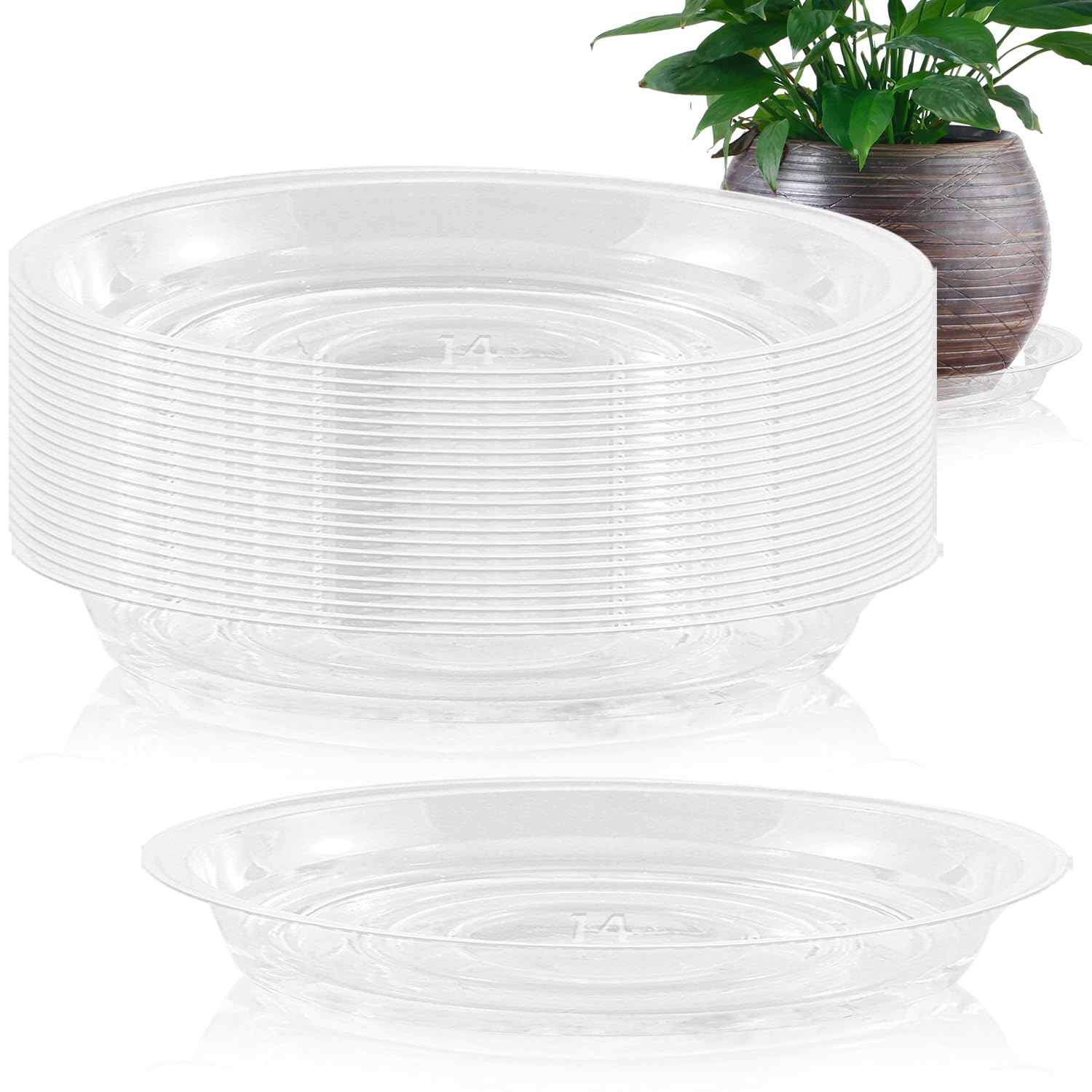 14in Clear Plant Saucers (20-Pack)