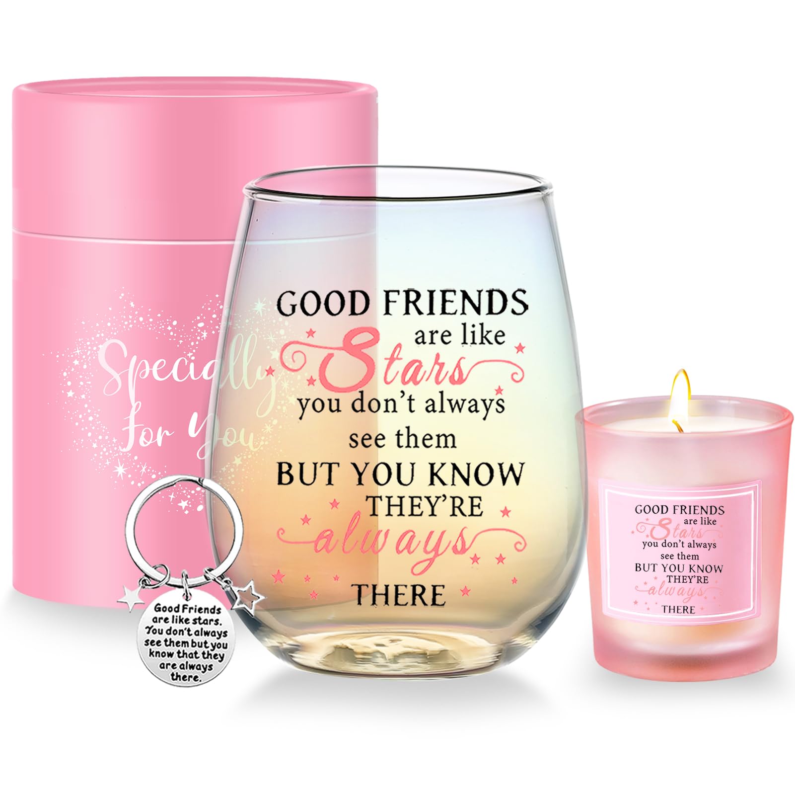 Friendship Gifts for Women Wine Glasses - 'Good Friend' Personalised Stemless