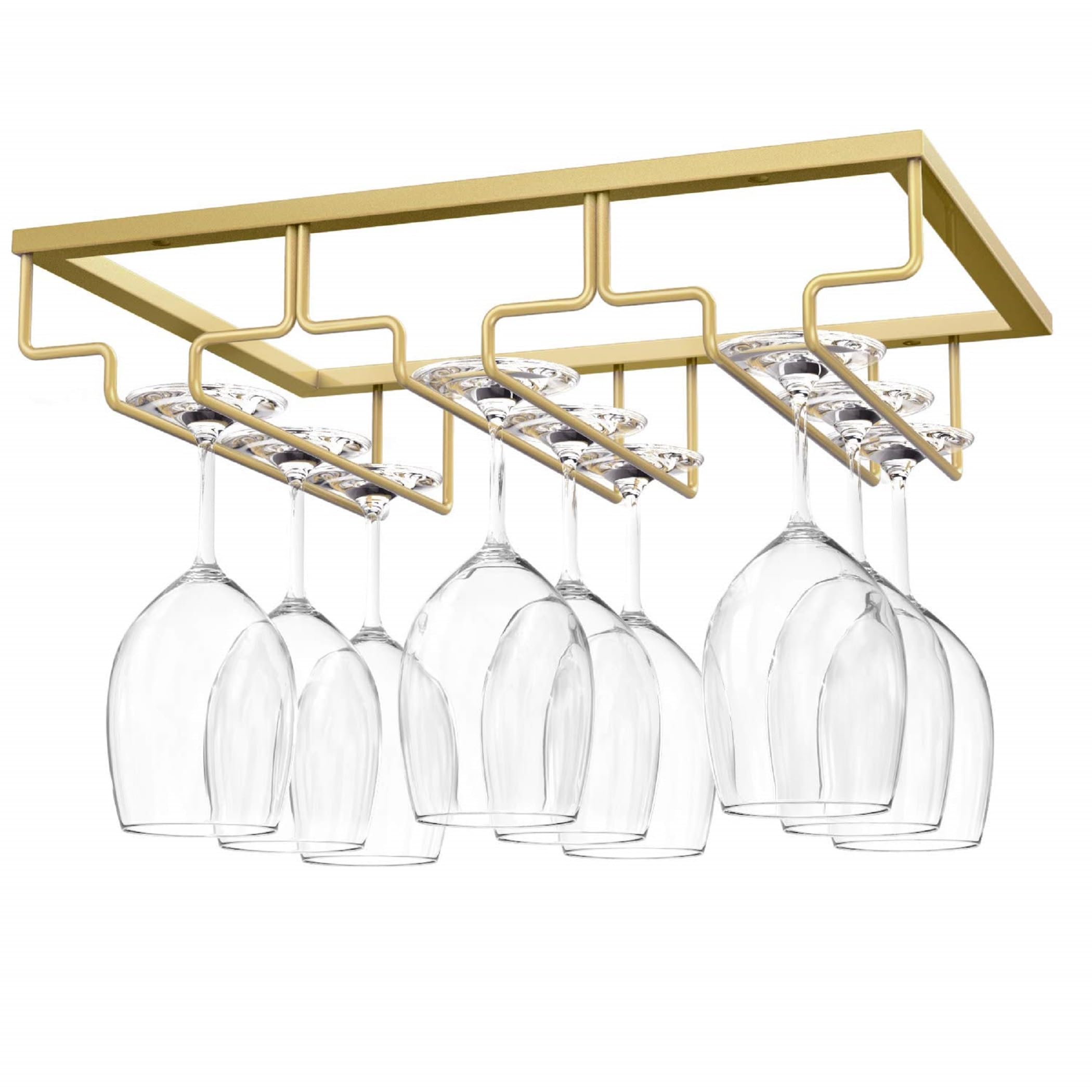 Nuovoware 3-Row Under-Cabinet Wine Glass Rack (Gold)