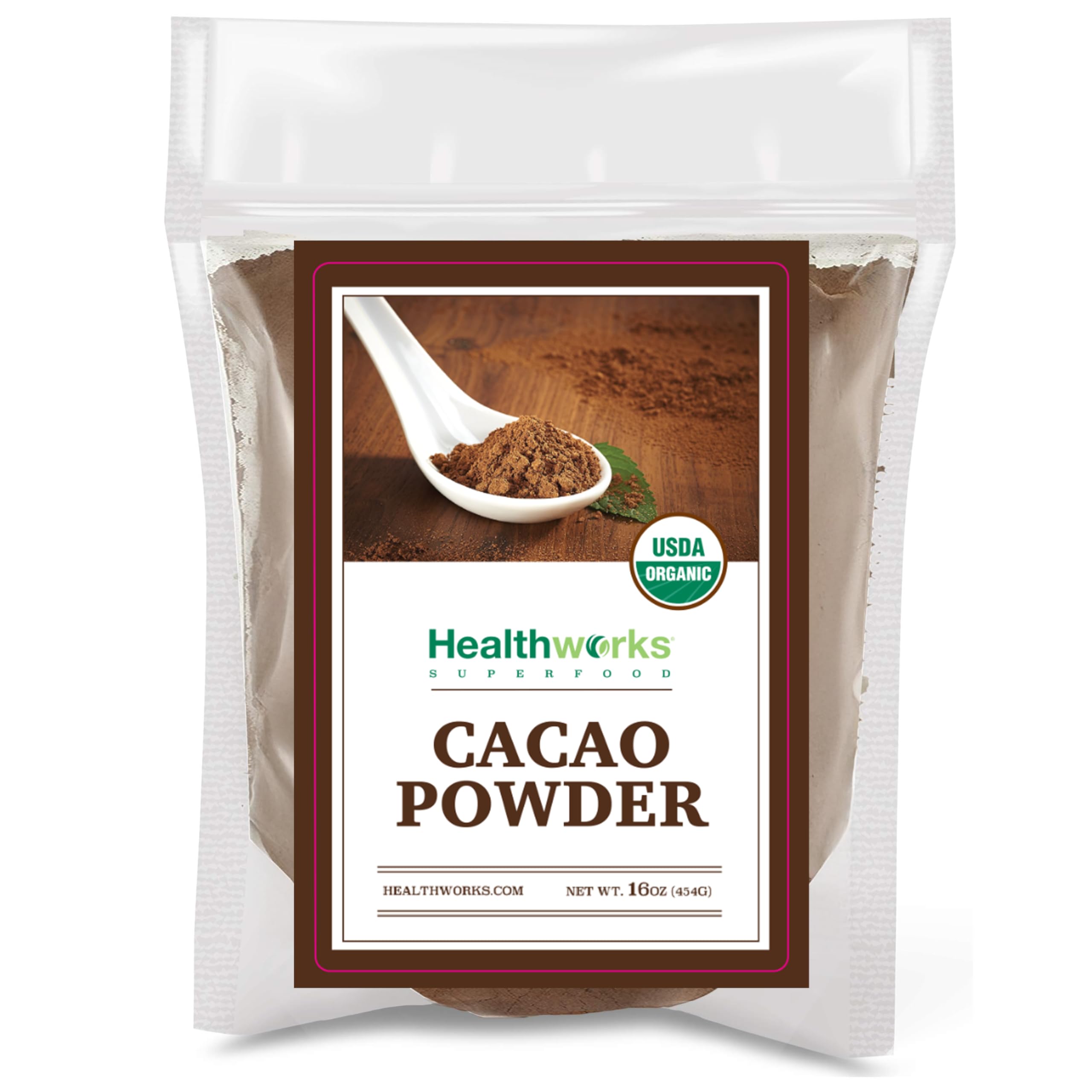 Healthworks Superfoods Organic Cacao Powder, 16 oz — Peruvian Bean Origin