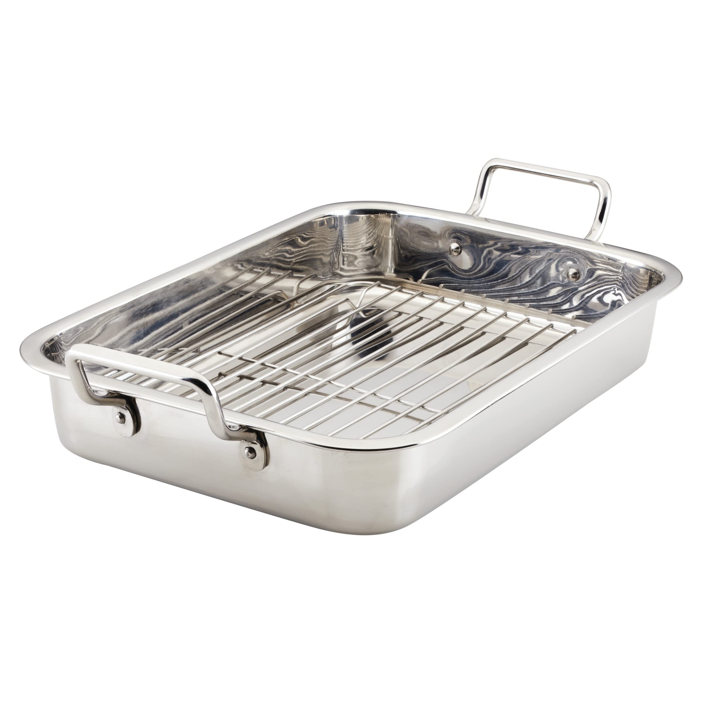 Farberware Classic Traditions Stainless Steel Roaster/Roasting Pan with Rack, 17 Inch x 12.25 Inch Stainless Steel 17" x 12.25"