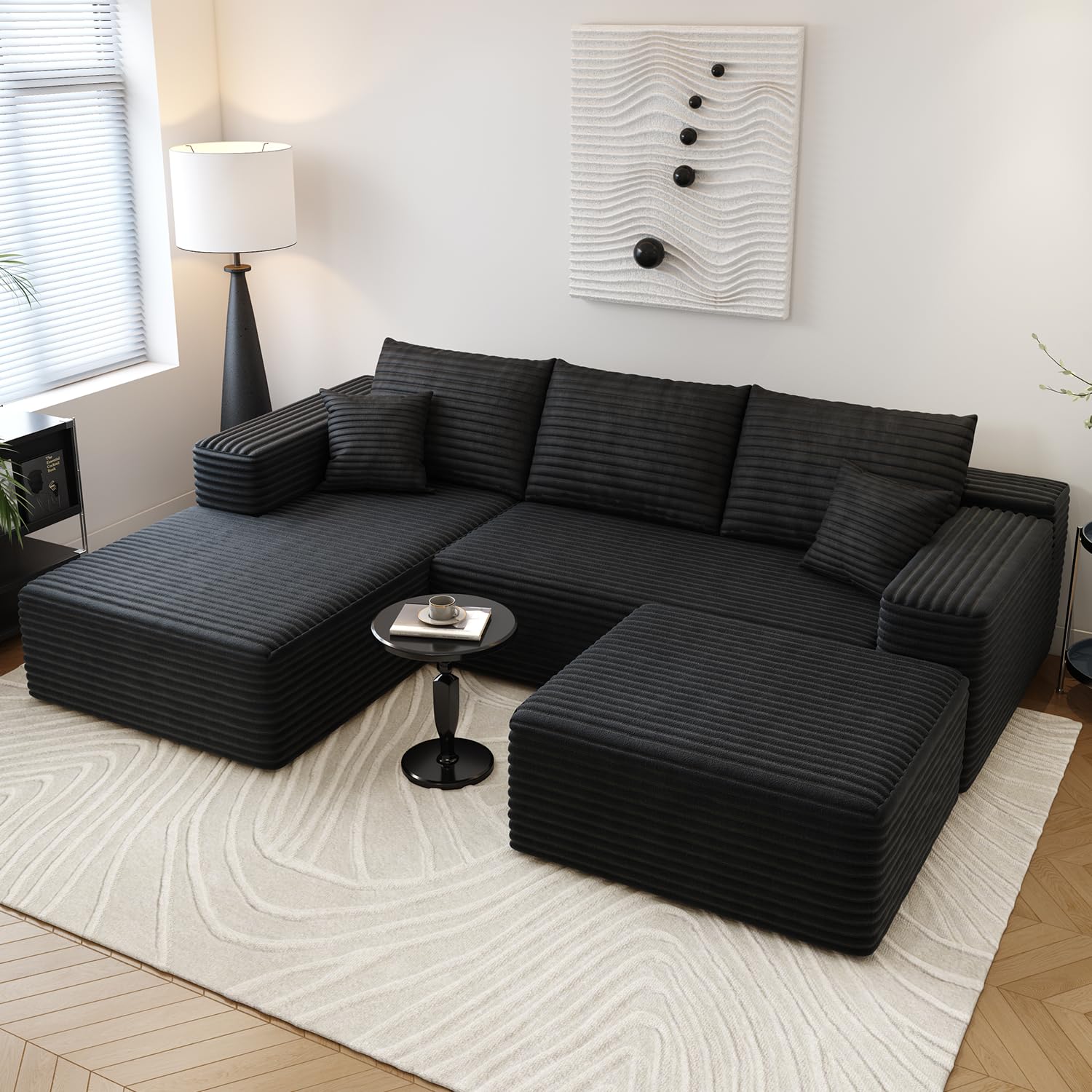 Modular Cloud Sectional with Ottoman (Left Chaise)