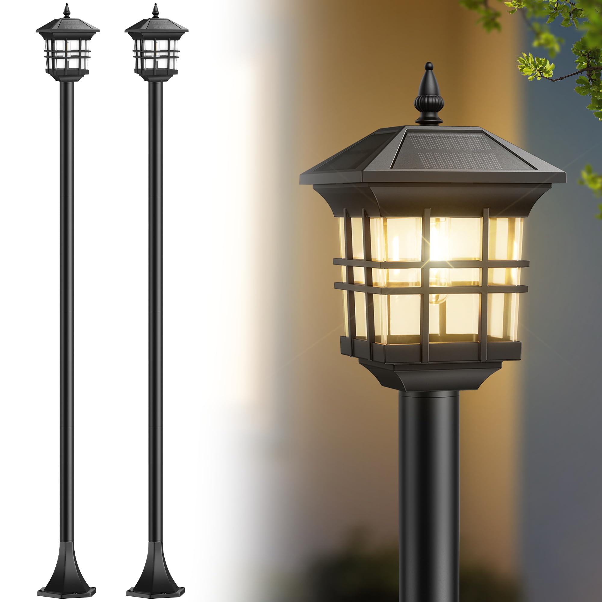 PARTPHONER Adjustable Solar Lamp Post — 78" (2 Pack)