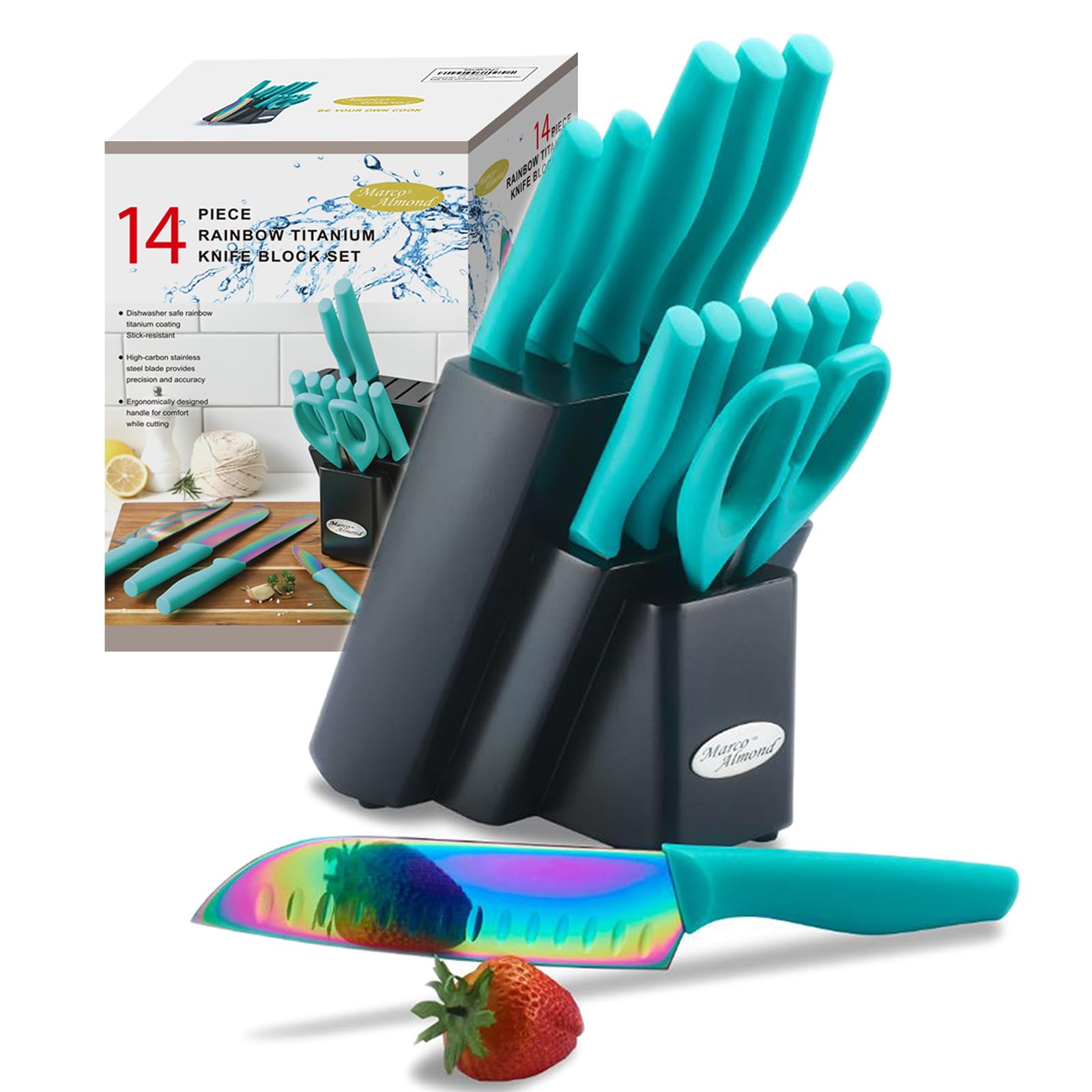 Marco Almond Rainbow 14-Piece Knife Set