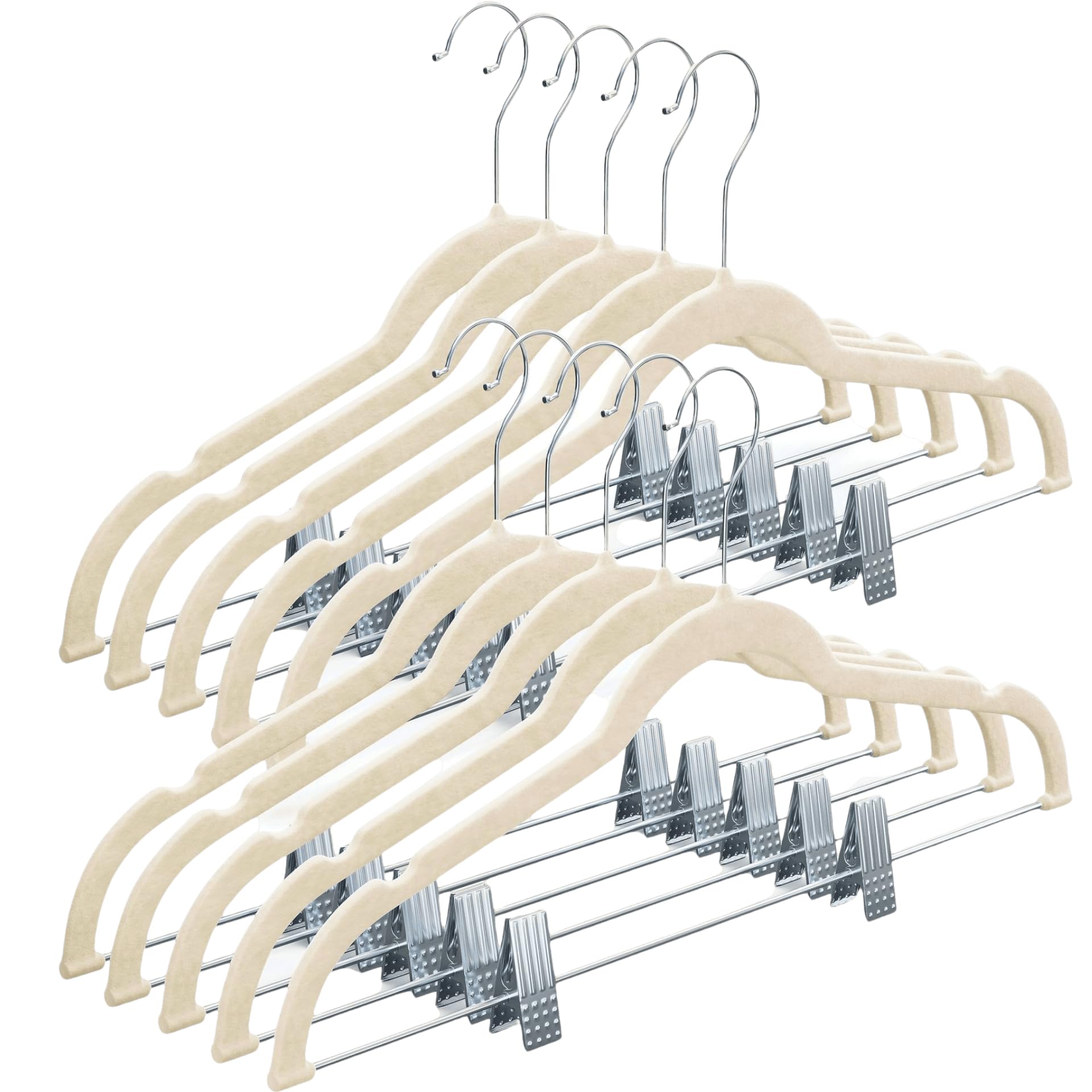Home-it Velvet Hangers with Clips (10 Pack)