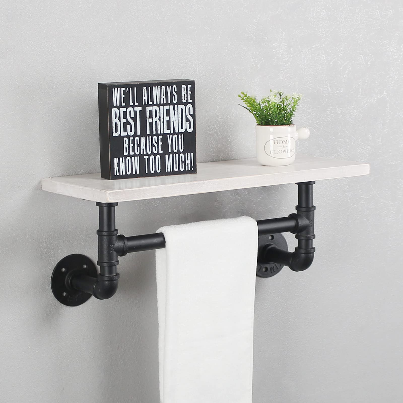 MBQQ Industrial Pipe Towel Shelf (19.6")