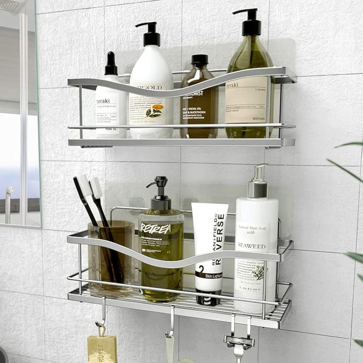 KINCMAX Premium Stainless Steel Shower Caddy (2-Pack)