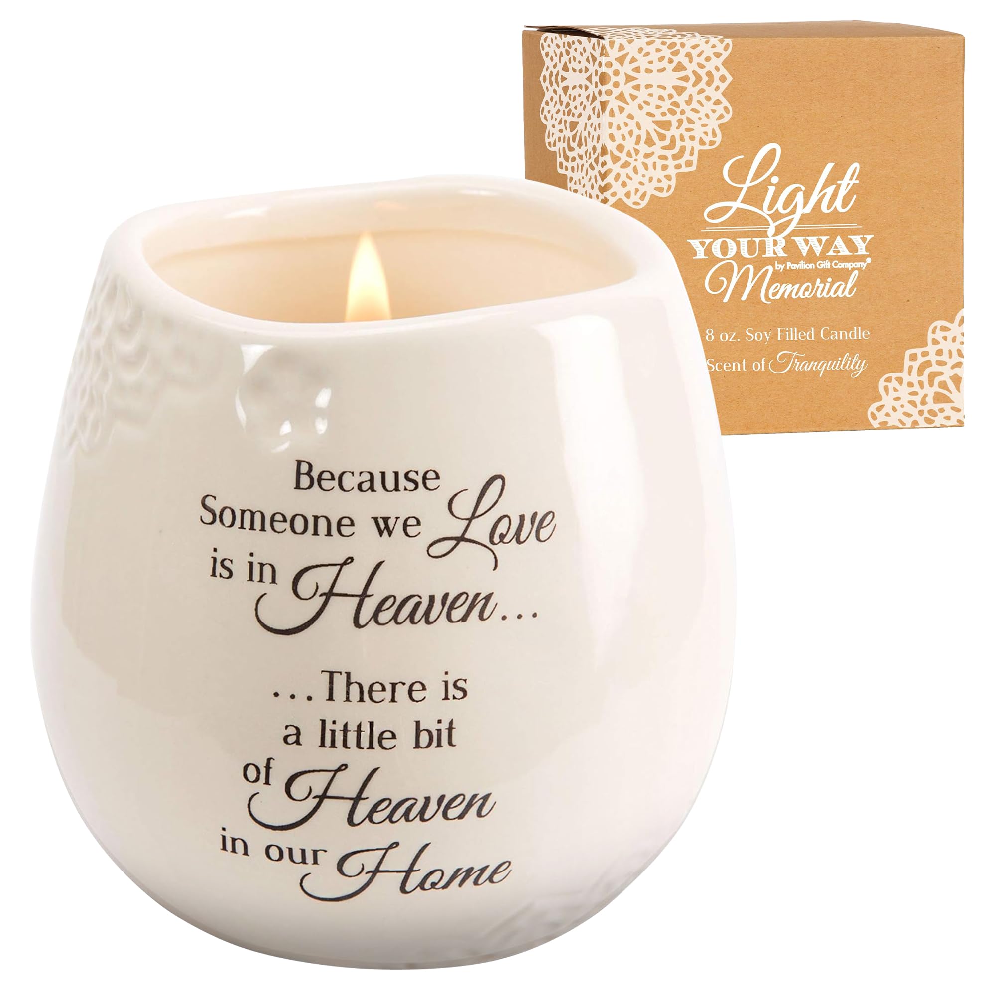 Pavilion In Memory 8 oz White Ceramic Soy Candle