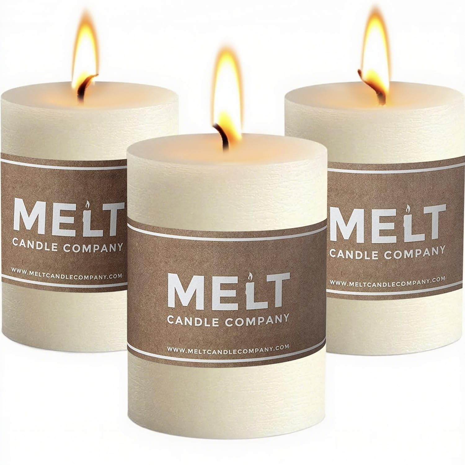 Melt 3x4 Ivory Pillar Candles (3-pack)