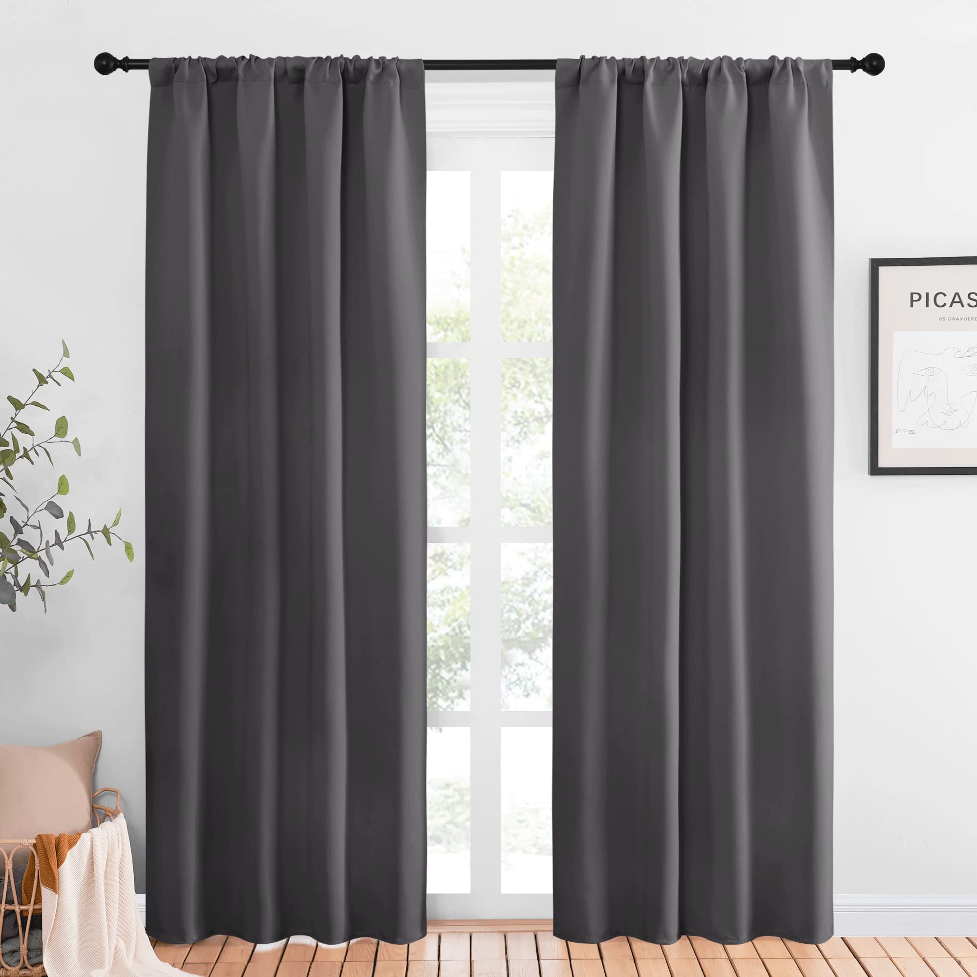 NICETOWN Microfiber Rod-Pocket Blackout, 42 x 84 (2 Panels)