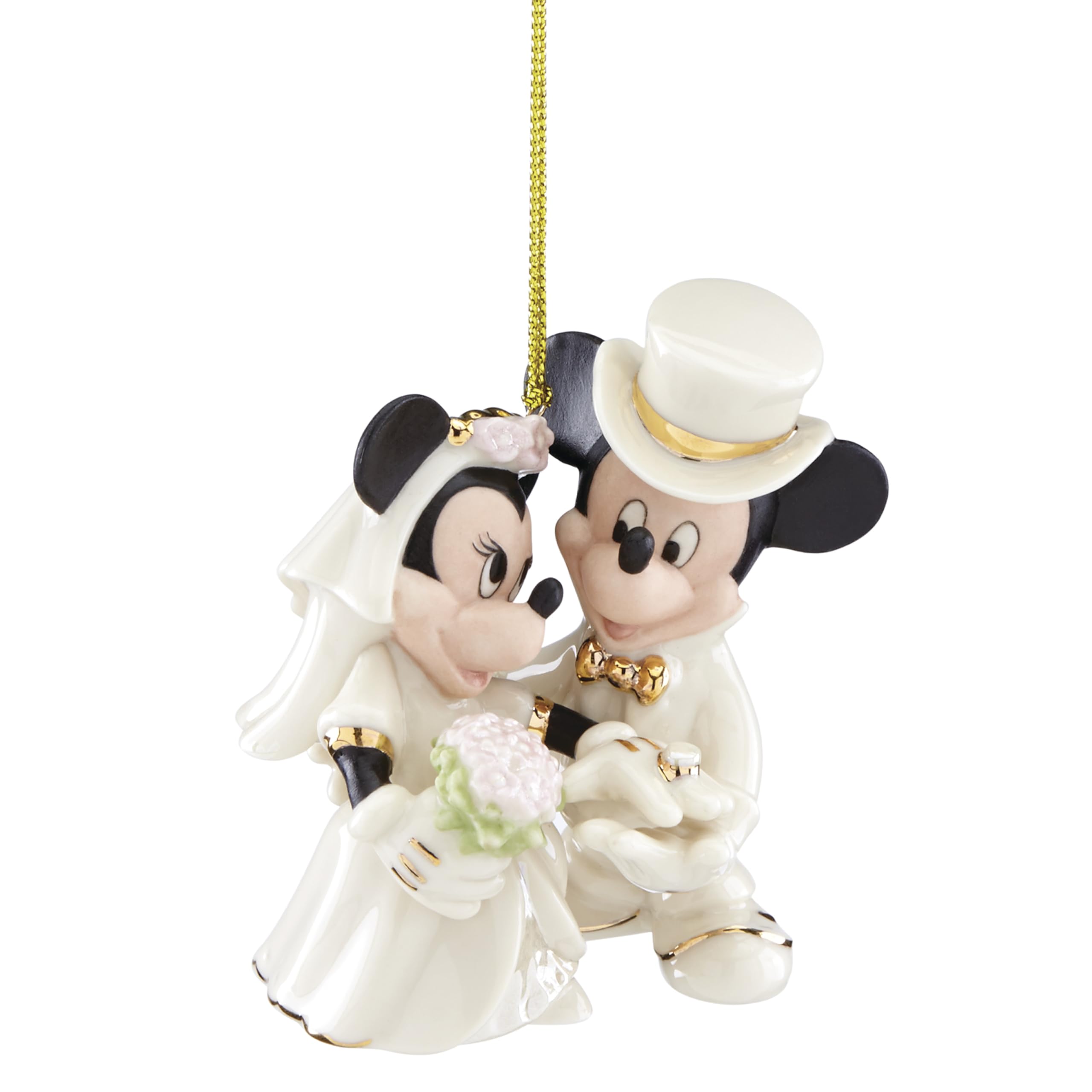 Lenox Minnie & Mickey Dream Wedding Ornament — Hand-Painted Porcelain with 24K Gold Accents