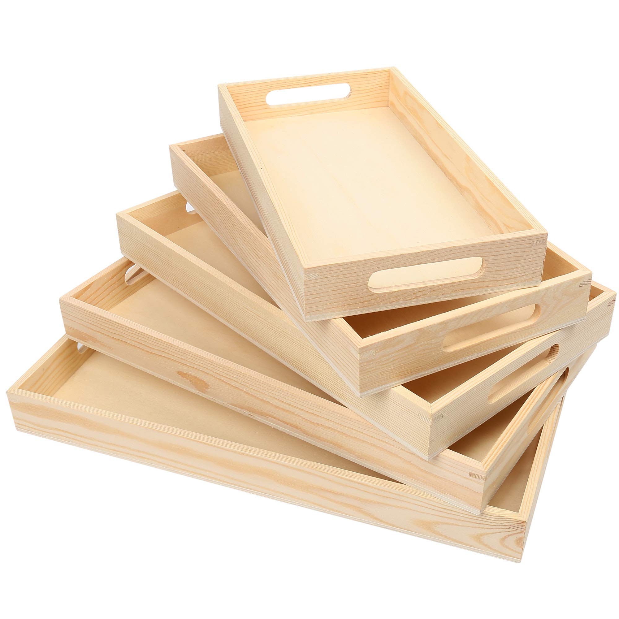 LotFancy Unfinished Nesting Trays (Set of 5)