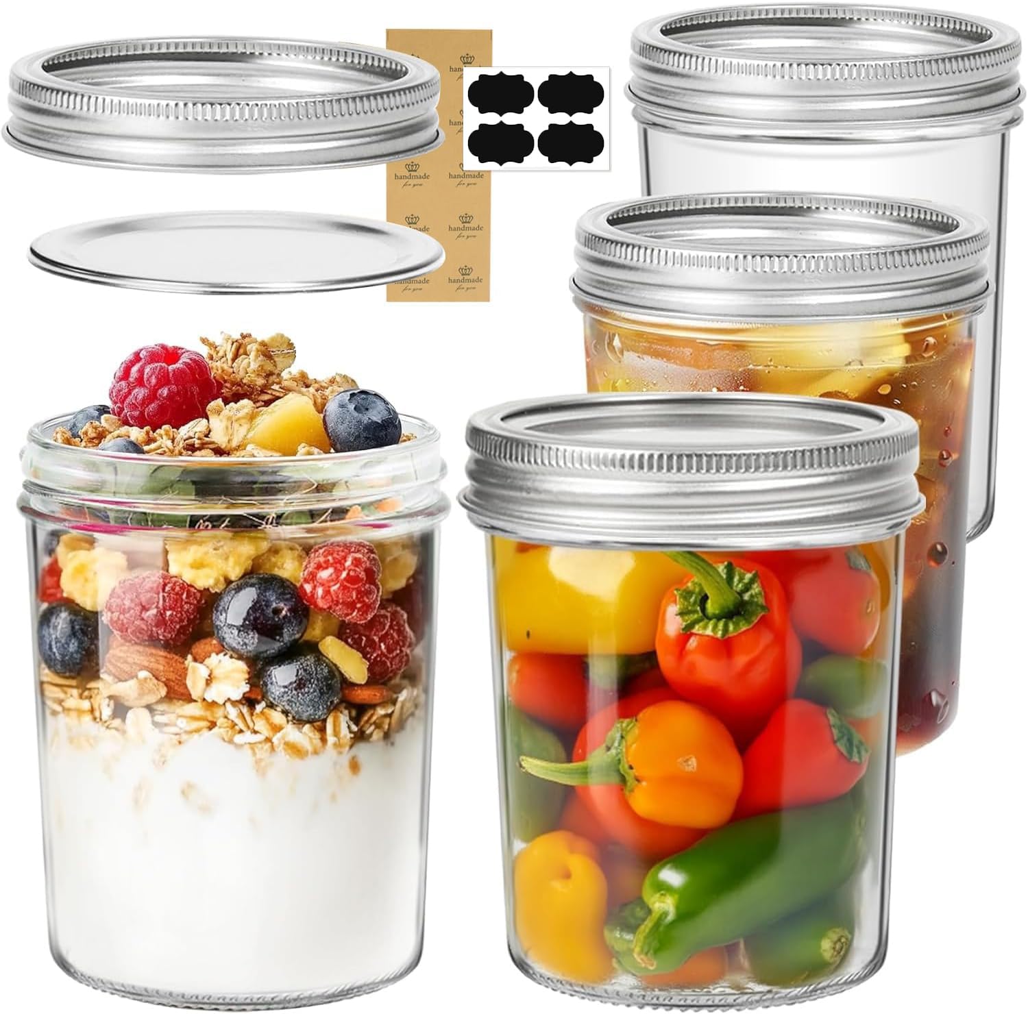 ComSaf Wide Mouth Mason Jars (16 oz, 4-pack)